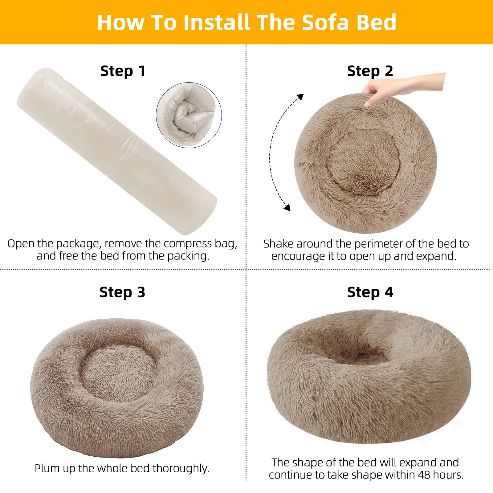 Nisrada Cat Beds For Indoor Cats,24 Inch Dog Bed For Small Melium Large Dogs, Washable-Round Pet Bed For Puppy And Kitten With S