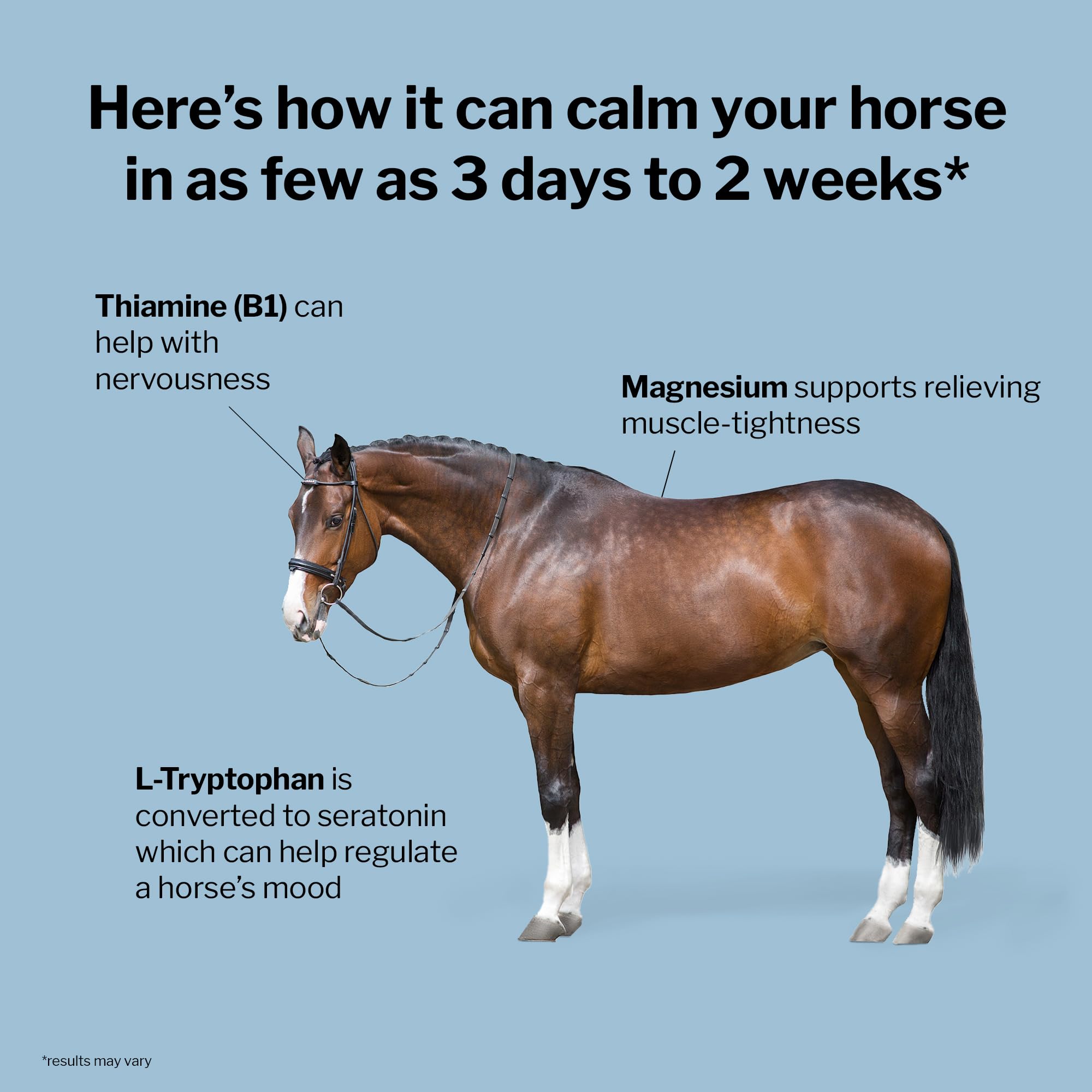Formula 707 Calming Equine Supplement - 10 lb Bag, 80 Servings - Anxiety Relief with L-Tryptophan, Thiamine & Magnesium