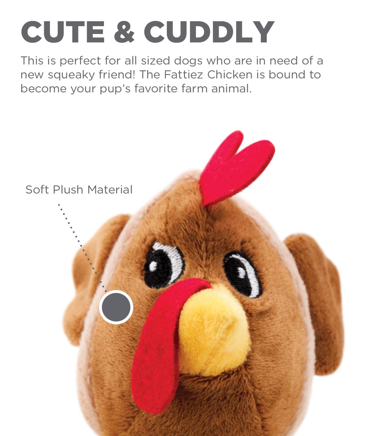 Outward Hound Fattiez Chicken Plush Squeaky Dog Toy, XS