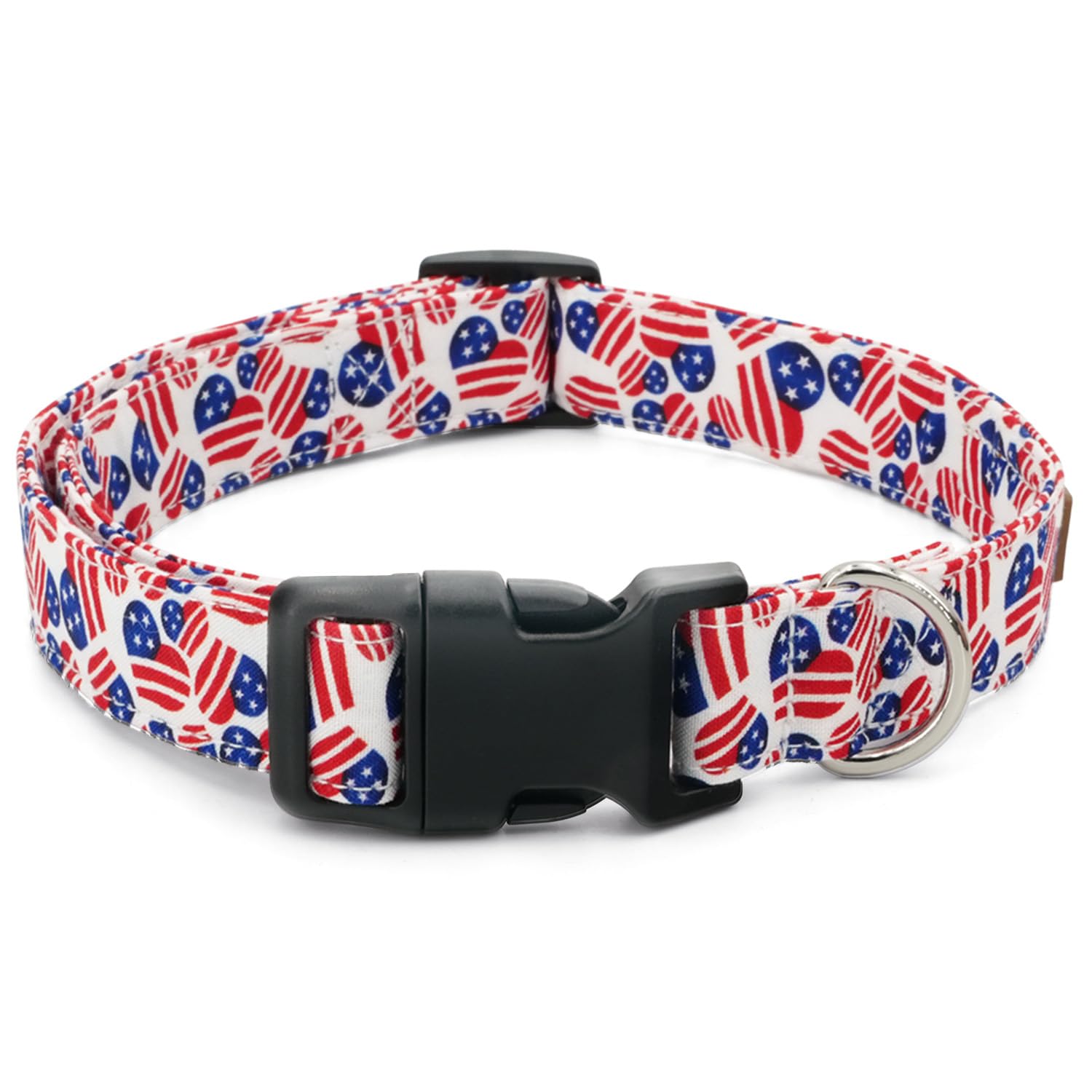 Tunkoo American Flag Dog Collar, Cute Adjustable Heart Collar For Boy And Girl Dogs Strong Plastic Buckle - For Small Medium Lar
