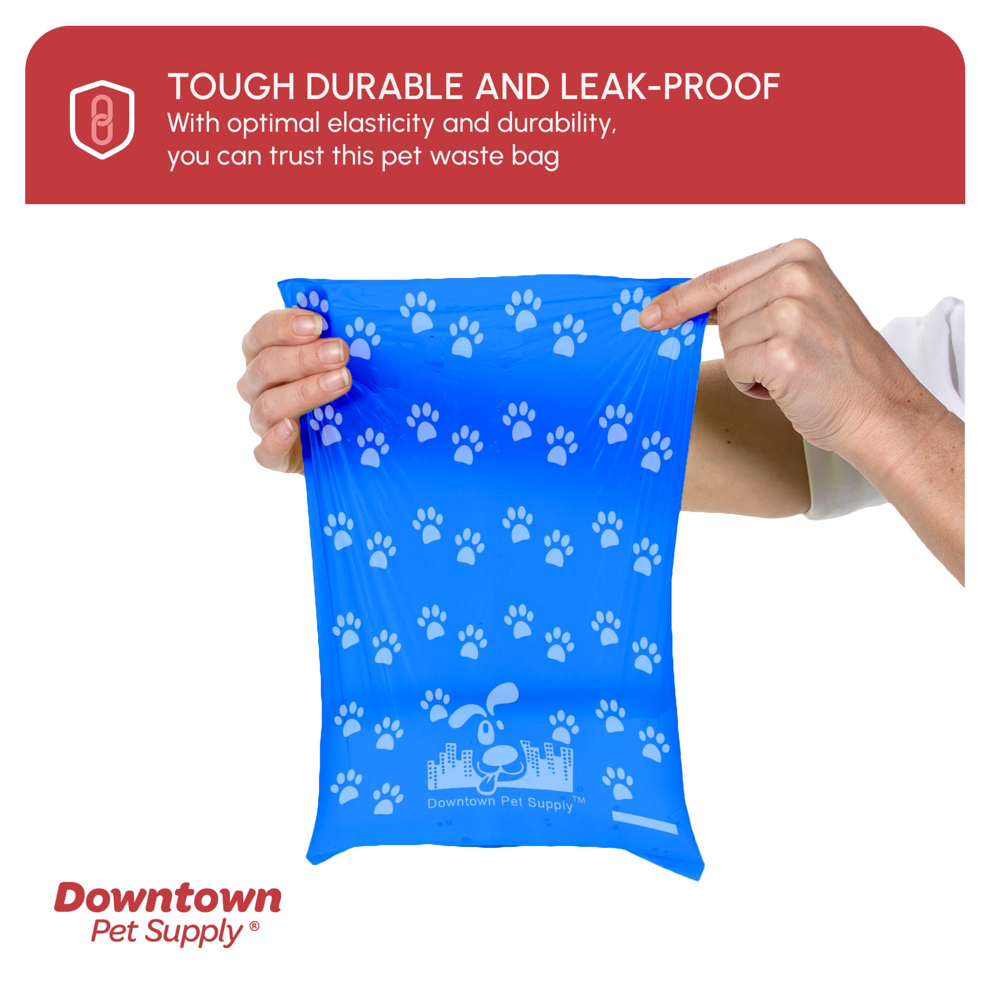 Downtown Pet Supply 500 Count Unscented Dog Waste Bags with Dog Poop Bag Dispenser, Rainbow with Paw Prints - Leak-Proof Dog Poo