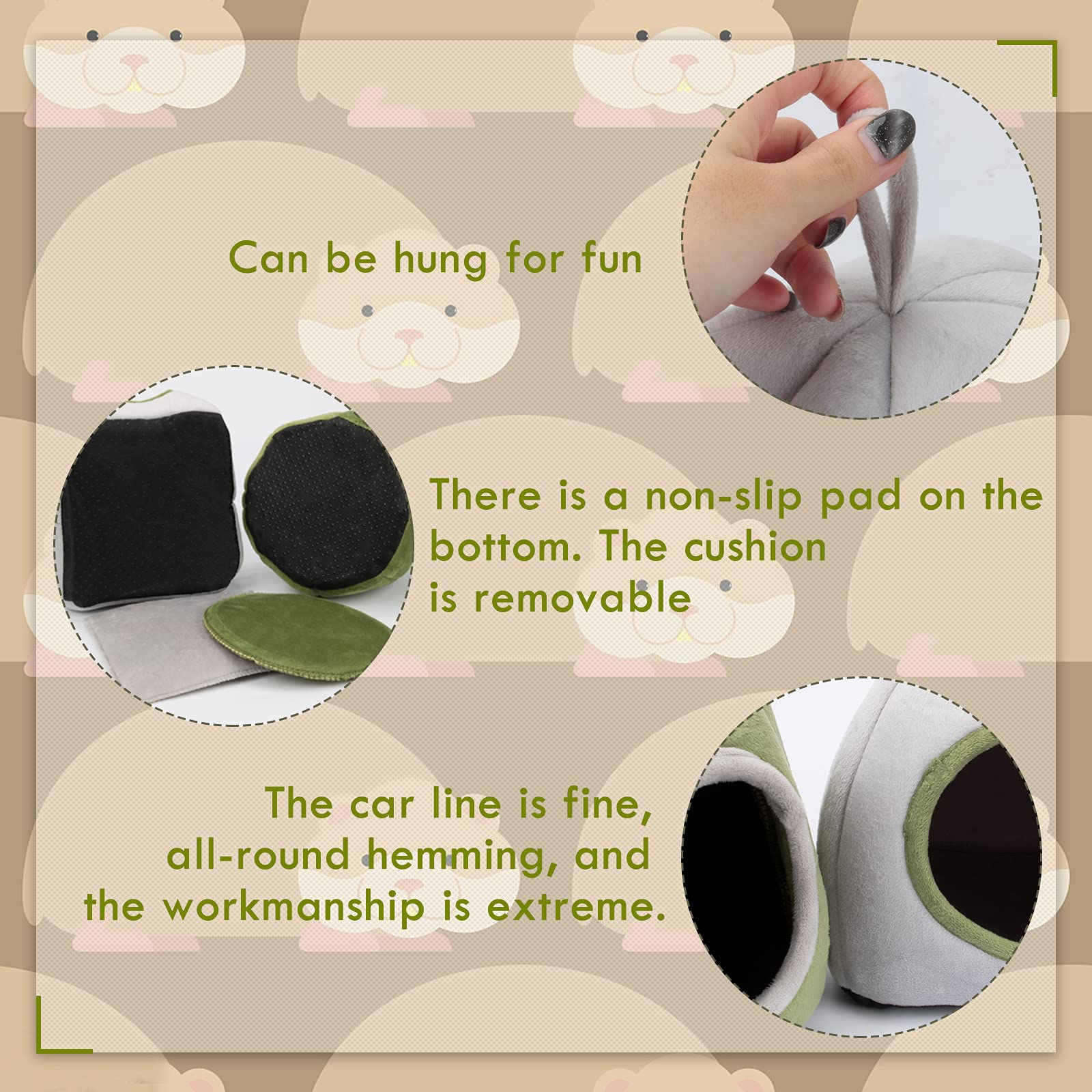 Yuepet Guinea Pig Beds 2 Pack - Washable Guinea Pig Cage Accessories Small Animal Bed Hideout For Guinea Pig, Chinchilla, Hamste