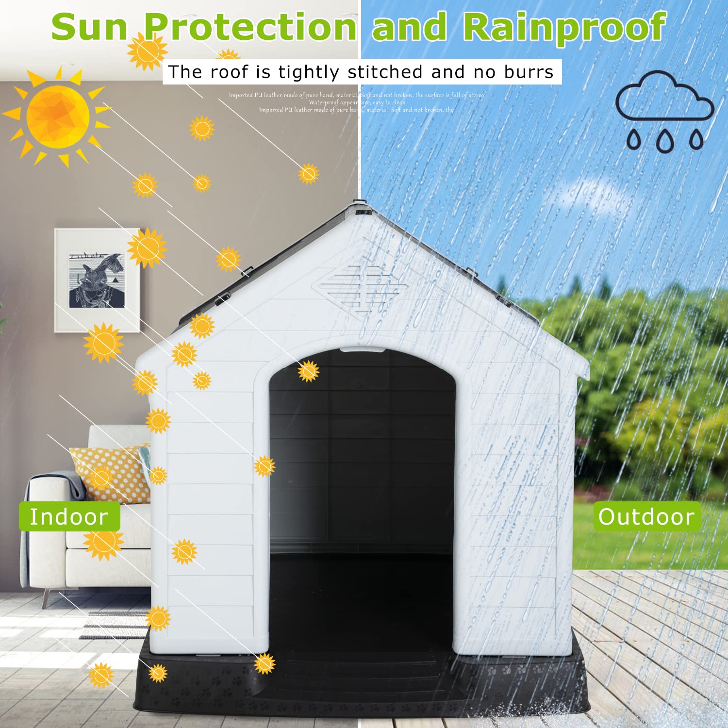 Bestpet 28Inch Large Dog House Insulated Kennel Durable Plastic Dog House For Small Medium Large Dogs Indoor Outdoor Weather & W