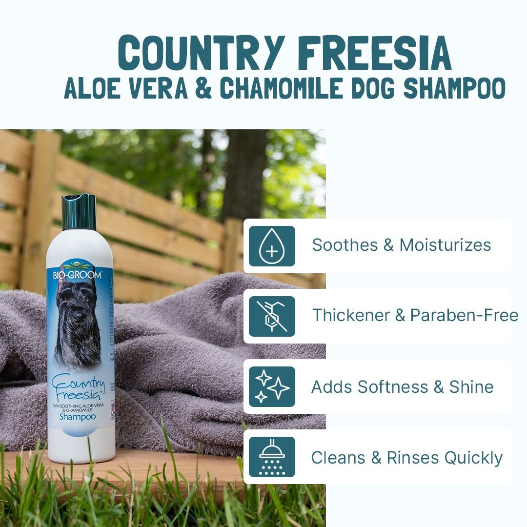 Bio-Groom Country Freesia Dog Shampoo - Natural Scent Pet Shampoo, Aloe Vera, Chamomile, Cat & Dog Bathing Supplies, Puppy Wash,