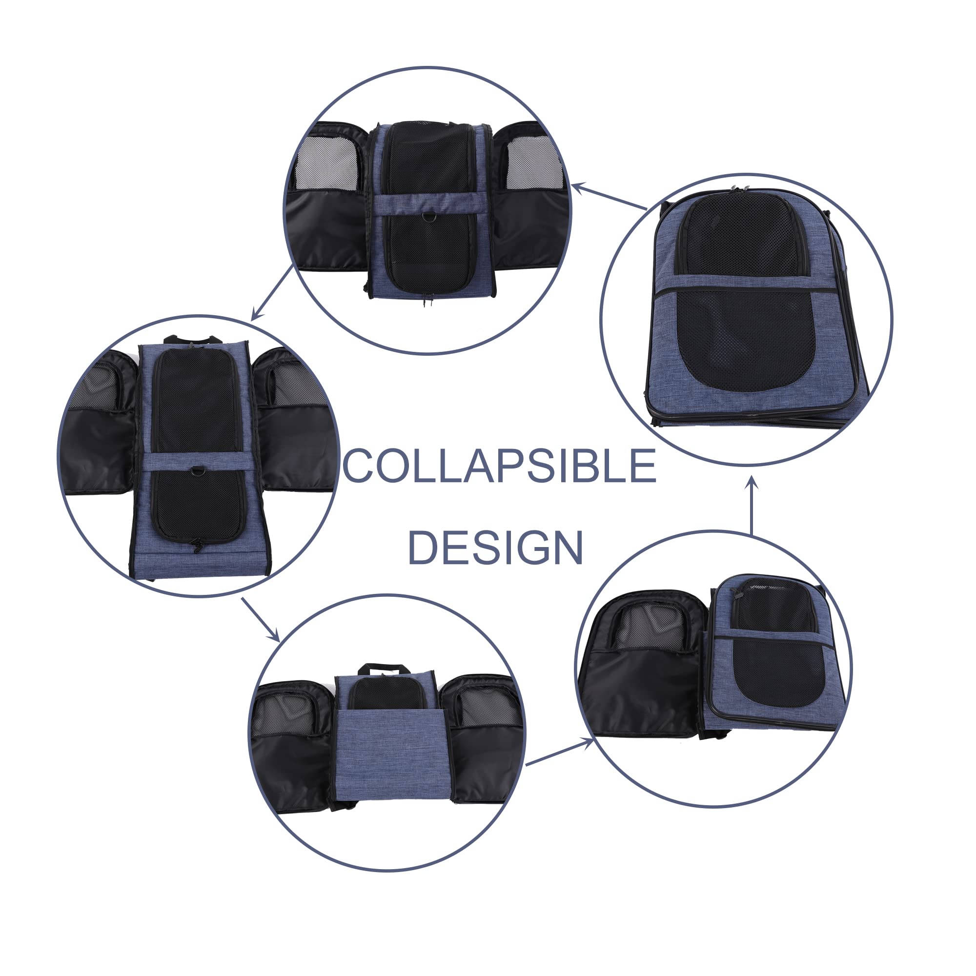 Apollo Walker Pet Carrier Backpack For Large/Small Cats And Dogs, Puppies, Safety Features And Cushion Back Support | For Travel, Hiking, Outdoor Use (Navy)