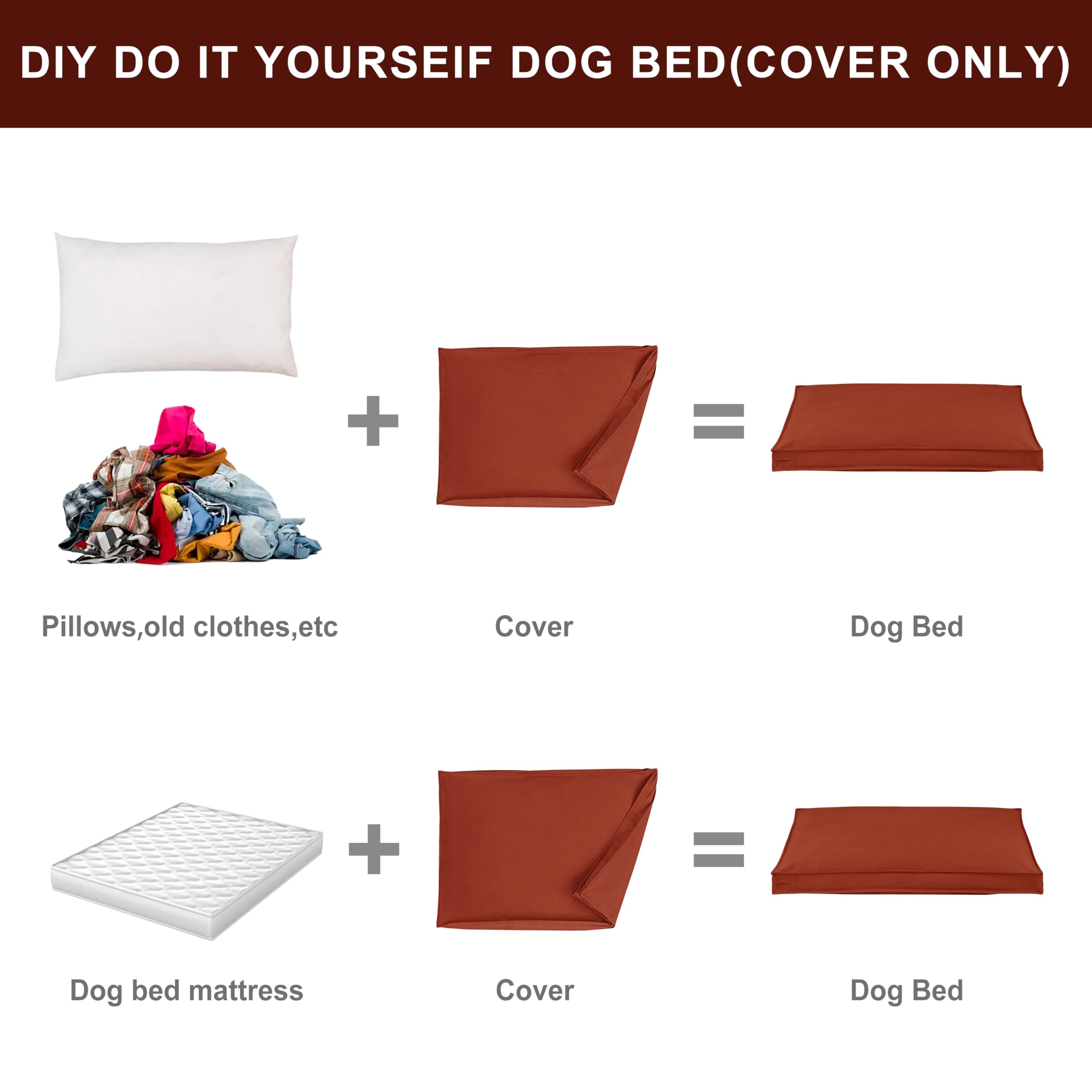 Venessco Dog Bed Covers Replacement Washable, Waterproof Dog Bed Cover With Zipper, 44Lx32Wx3H Inch Durable Oxford Pet Bed Cover