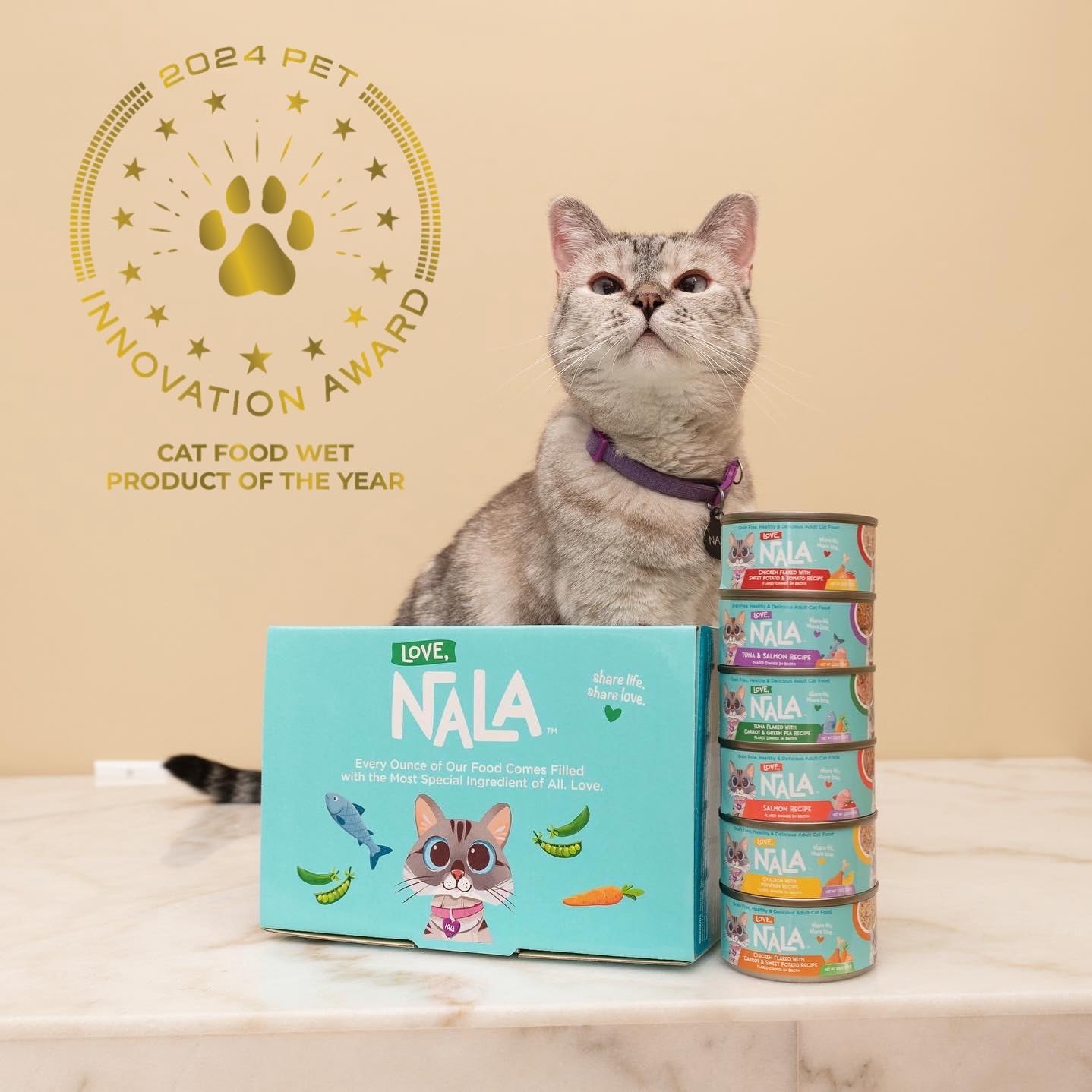 LOVE, NALA - Natural Adult Cat Wet Food - Pate Variety Pack - Tuna, Chicken, Mackerel - Grain Free, Non-GMO, Fiber Blend, Minera