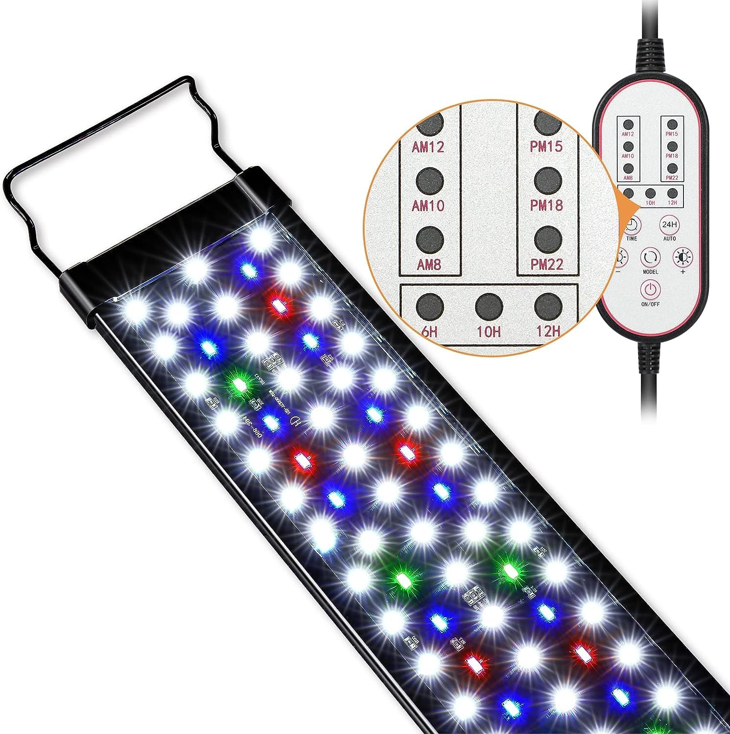 Gamalta Aquarium Light, 22W 24/7 Lighting Cycle, Sunrise/Daylight/Moonlight Mode And Custom Mode With Expandable Bracket, Adjustable Timer And 7 Color Brightness For 24~30In Fish Tank