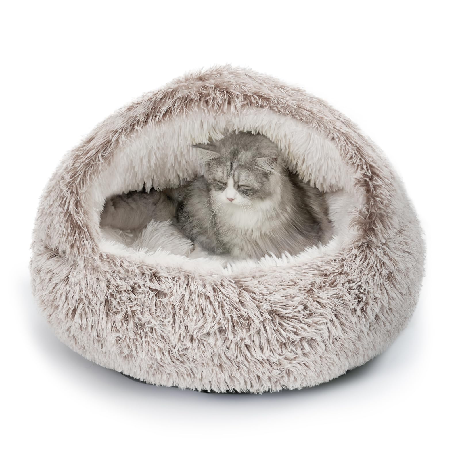 Catism Plush Hooded Cat Bed, Calming Nest, Self-Warming Cave, Cozy Pod For Indoor Cats Or Small Dogs, Removable Washable Cove Wi