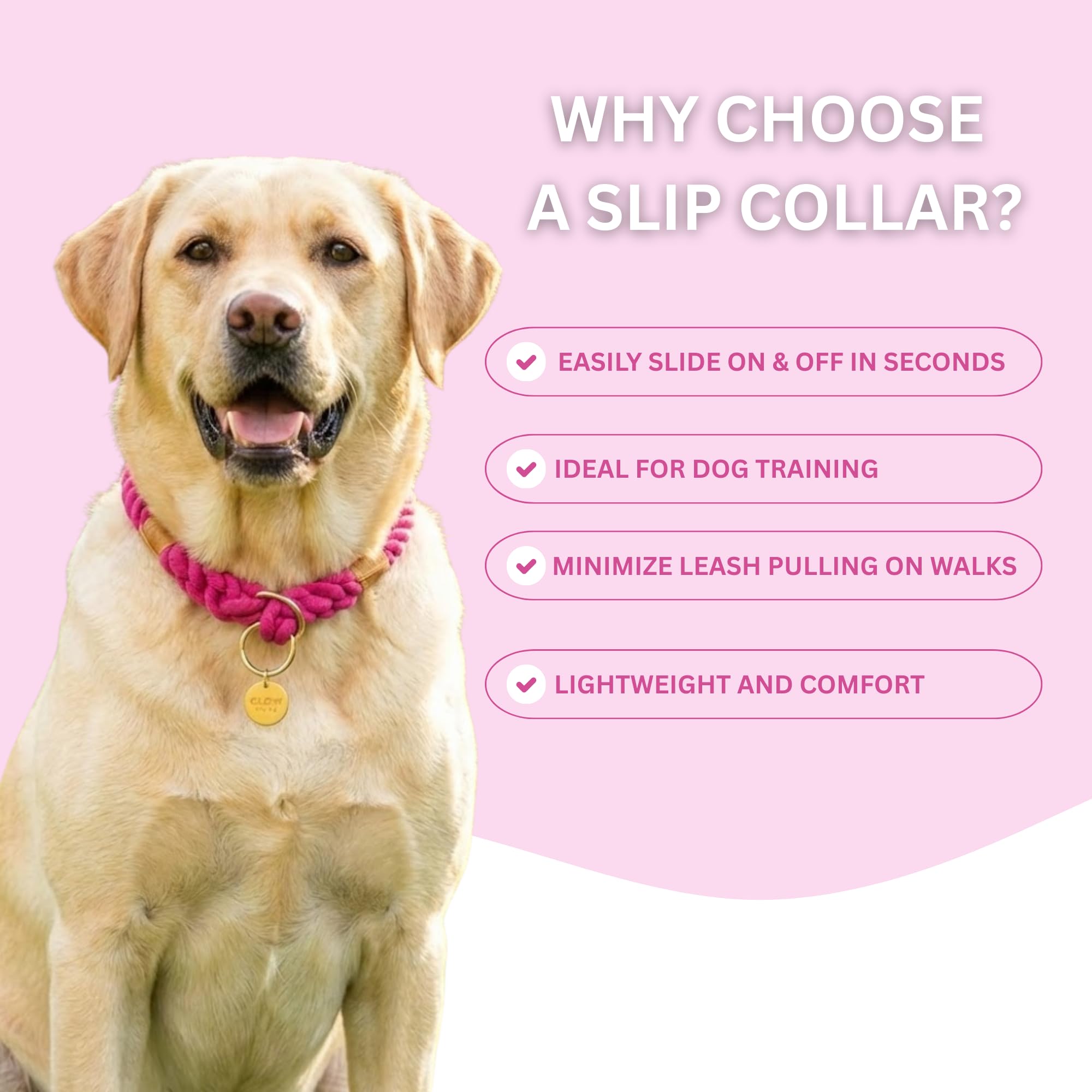 Glow Pups Slip Dog Collar, Ombre Braided Rope Collar For Dogs, Durable & Adjustable Fit, Handmade Nautical Style Collar For Medi