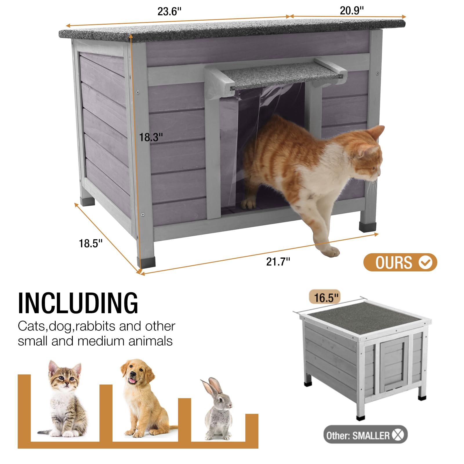 Outdoor Cat House Feral Cat Enclosure, Small Pet House Bunny Cage Outside, Rainproof Cat House