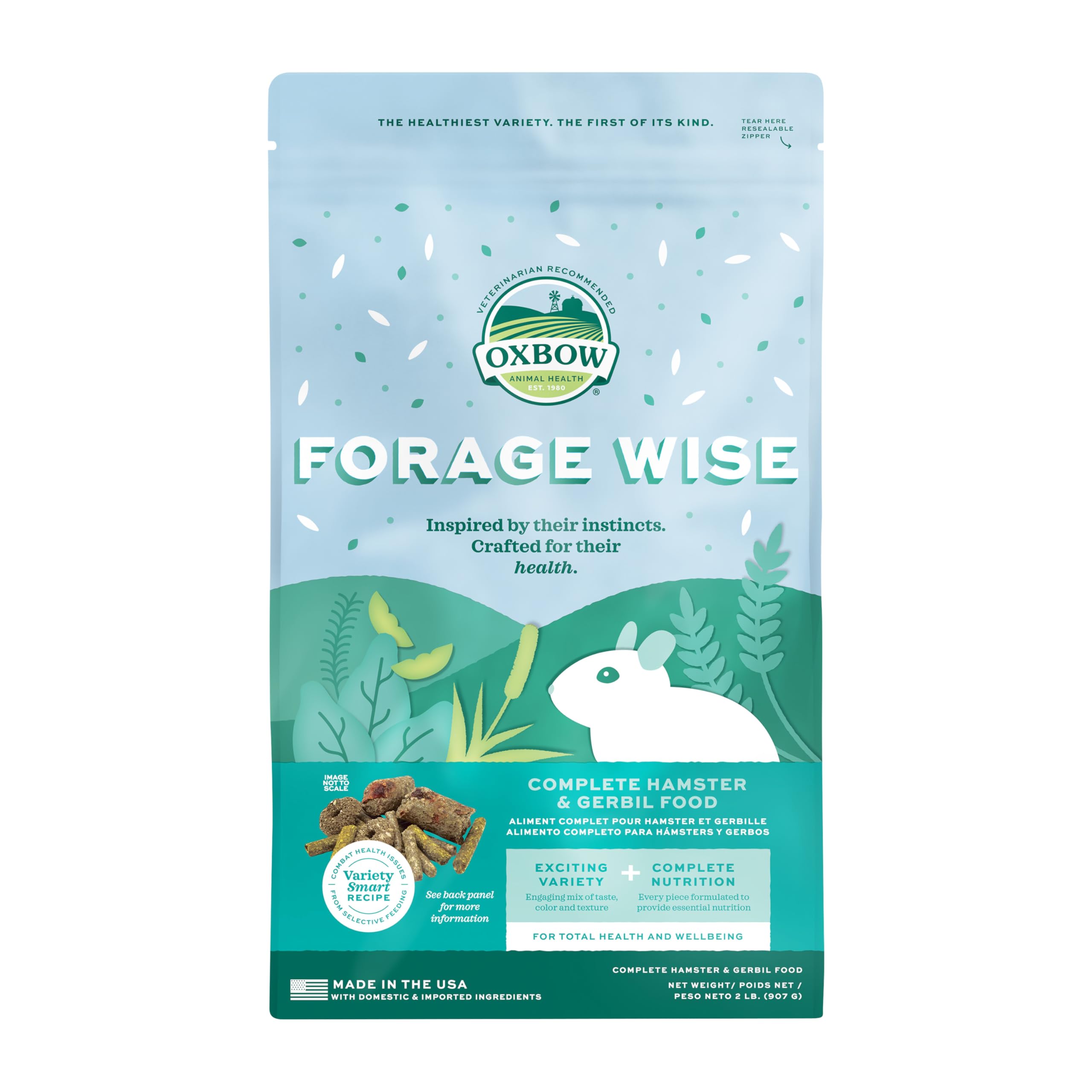 Oxbow Forage Wise Hamster & Gerbil Food, Vitamin Rich Healthy Daily Diet, Hamster Food, Veterinarian Formulated, Small Animal Pe