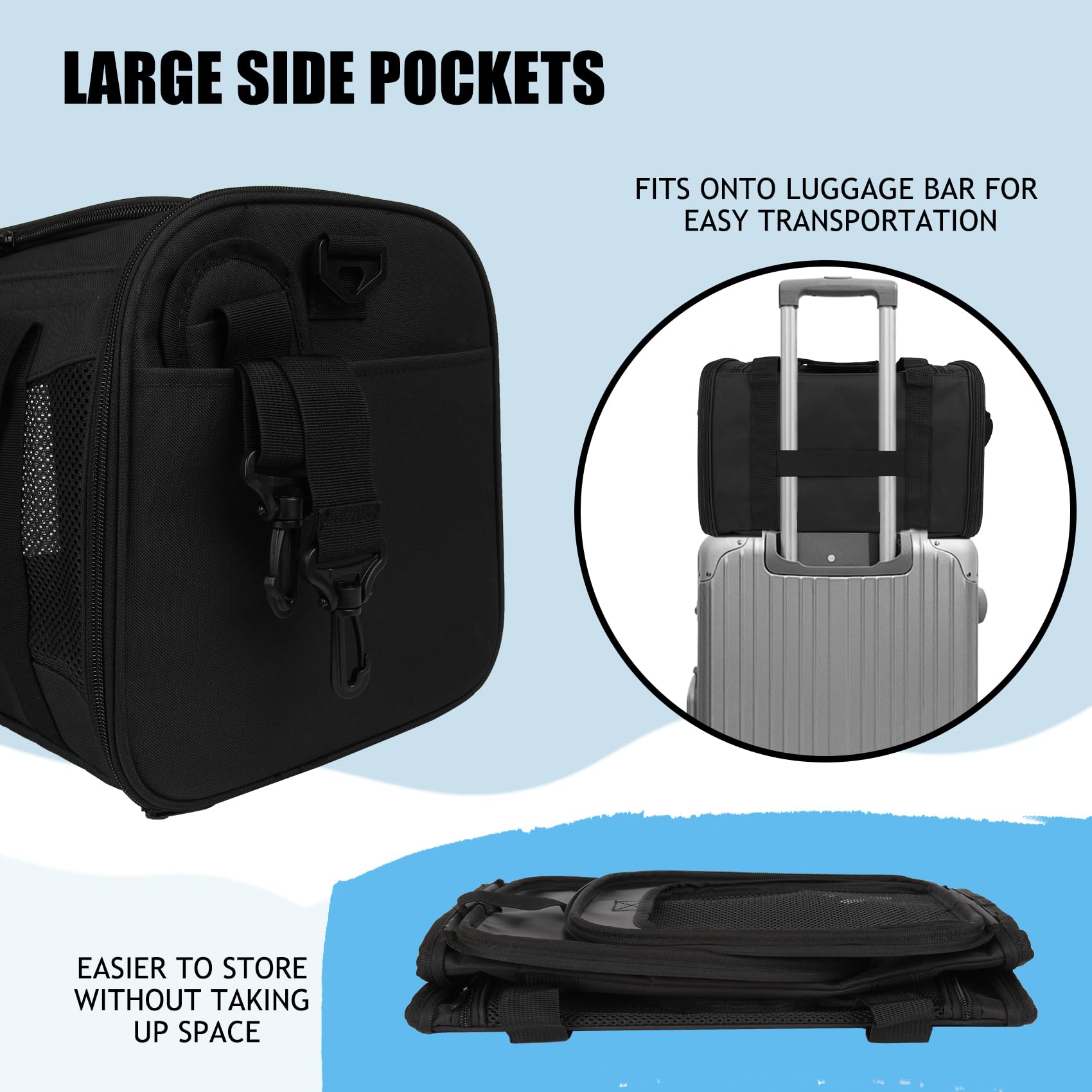 Yipincover Carriers Soft-Sided Pet Carrier For Cats Dogs Under 15 Lbs,Tsa Airline Approved With 4 Ventilated Windows(Medium,Blac