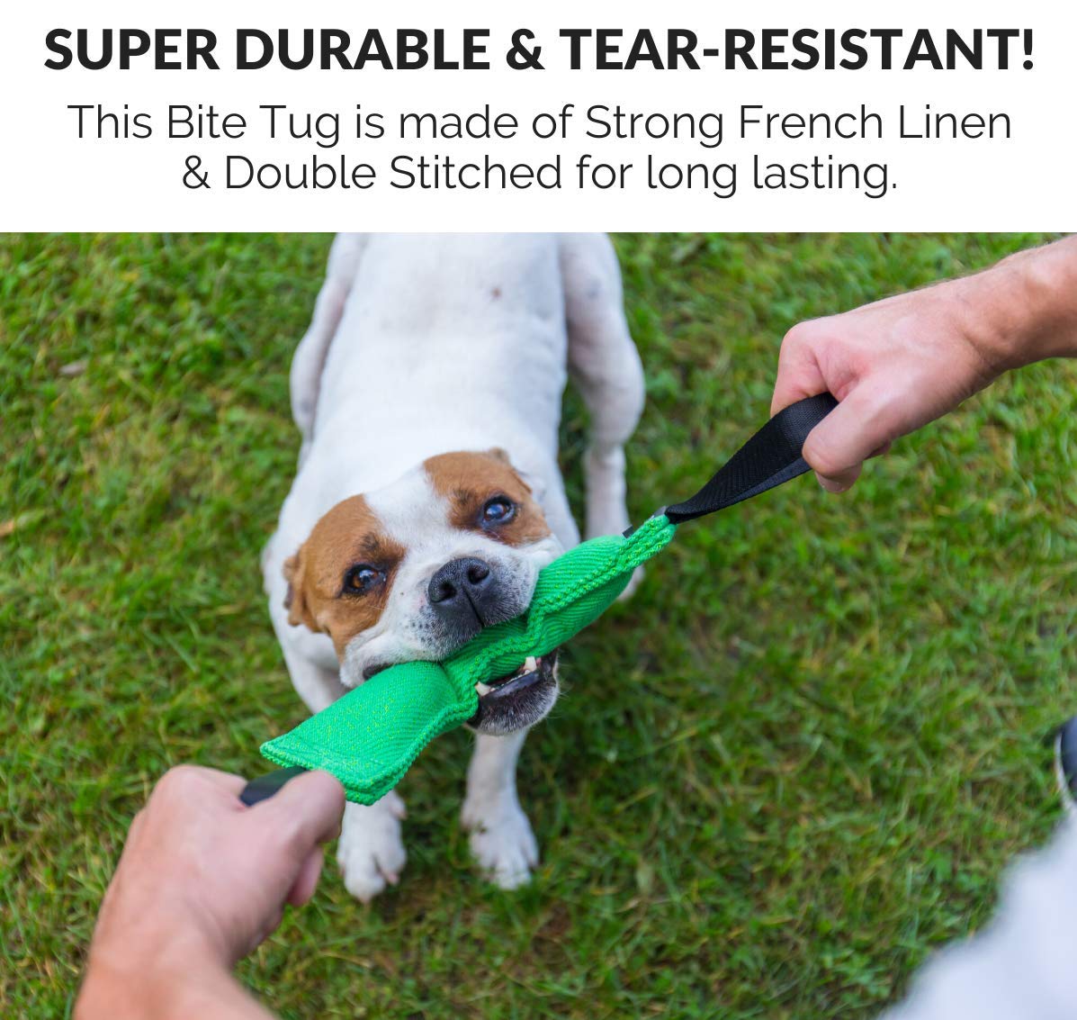 K9 Dog Bite Tug Toy With 2 Strong Handles - Made Of Durable & Tear-Resistant French Linen - Perfect For Tug Of War, Fetch & Pupp