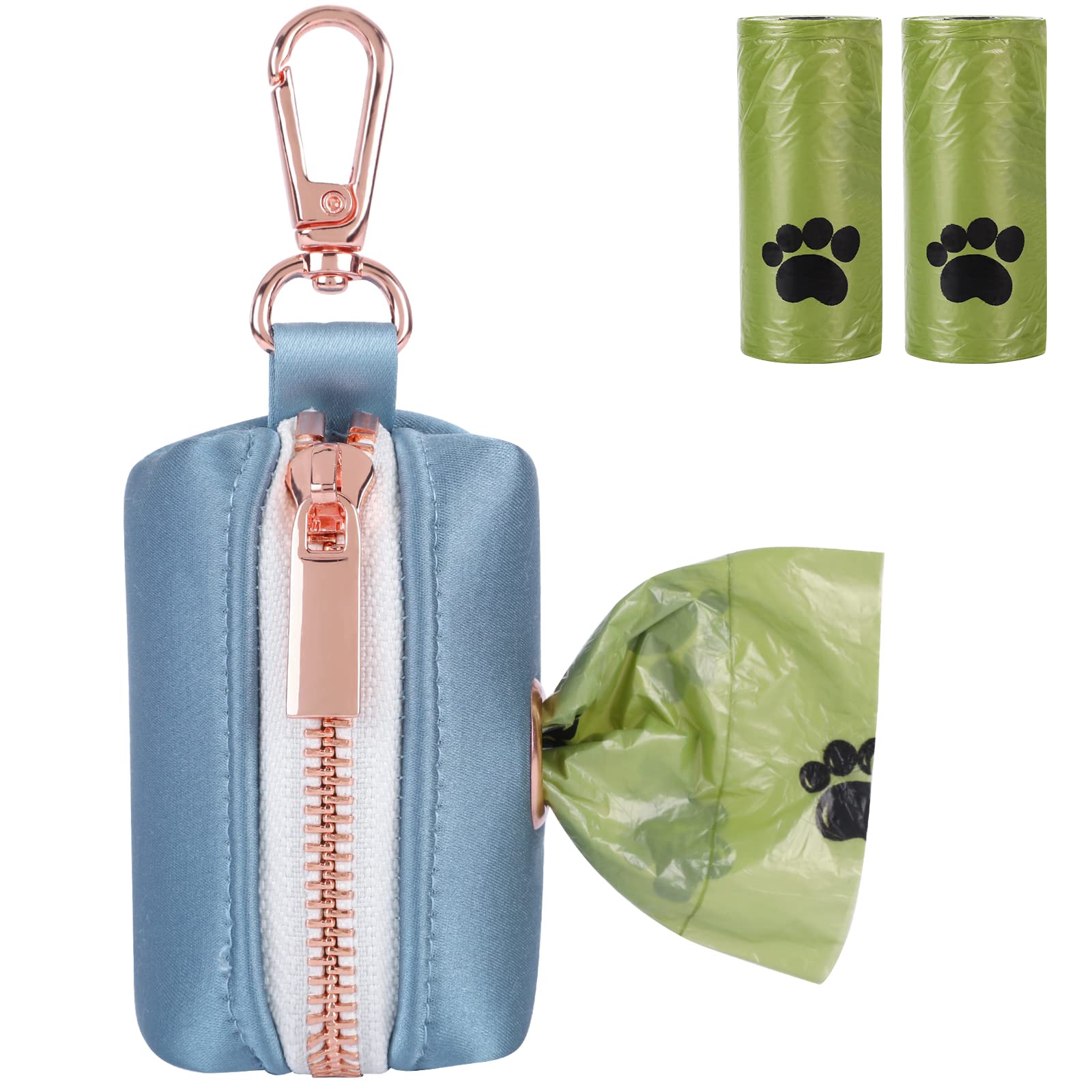 Lionet Paws Cute Dog Poop Bag Holder With Bag For Leash, Silk Dog Dispenser, Matching Collar