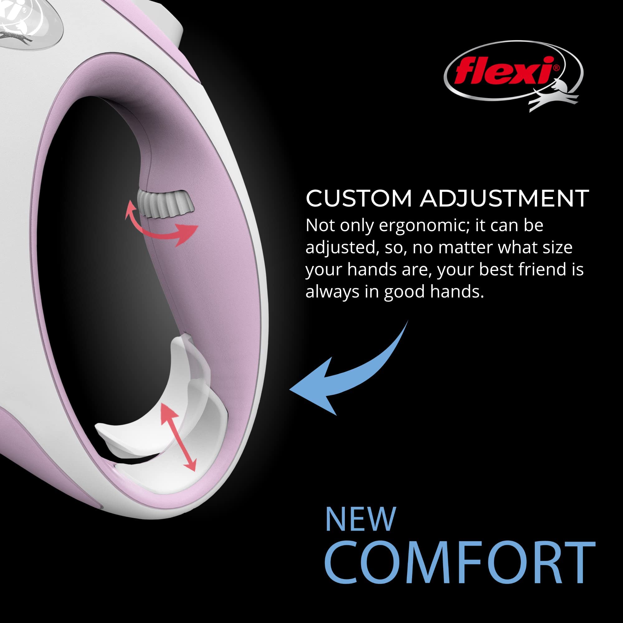 Flexi® New Comfort Tape Retractable Dog Leash For Medium Dogs Upto 55 Lbs. – 16 Ft.,Pink/Rose | Tangle Free Pet Walking Leash With One-Handed Brake, Pause, Lock |German Quality Product