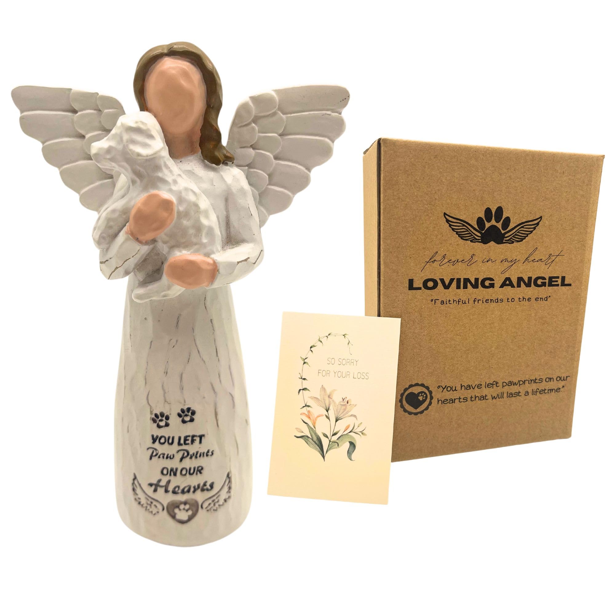 DUDULOVY Dog Memorial Angel Figurine - Loss of Dog Sympathy Gift, White