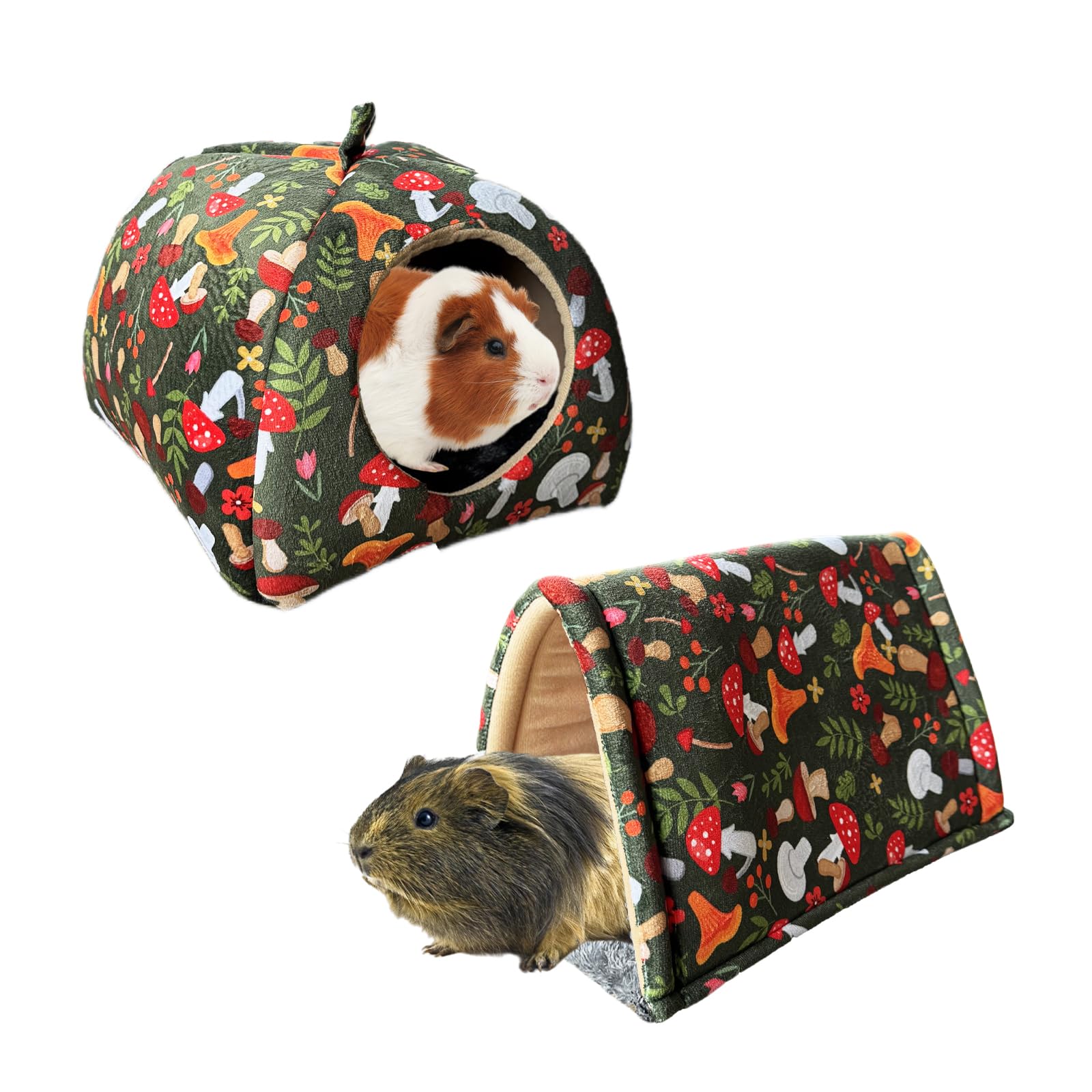 Guinea Pig Hideout & Tunnel Toys Set - Plush Small Animal Tent With Non-Slip Base & Warm Fleece Bedding For Mouse Chinchillas Ha