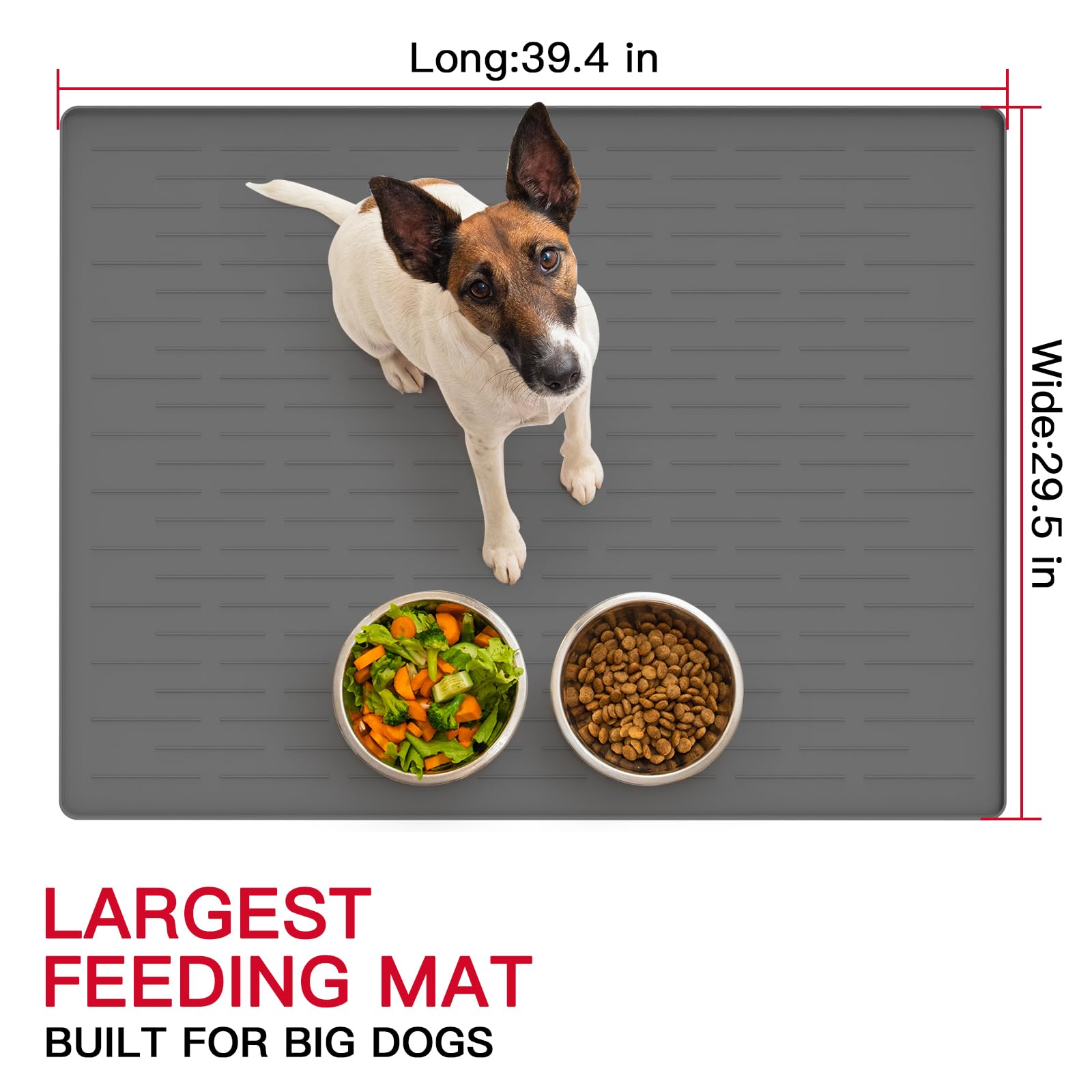 Ultibe Silicone Pet Food Mats Tray, Largest Dog Feeding Mat, 39.4 by 29.5in Pet Bowl Mat, Dog Water Mats, Dog Food Mats for Floo
