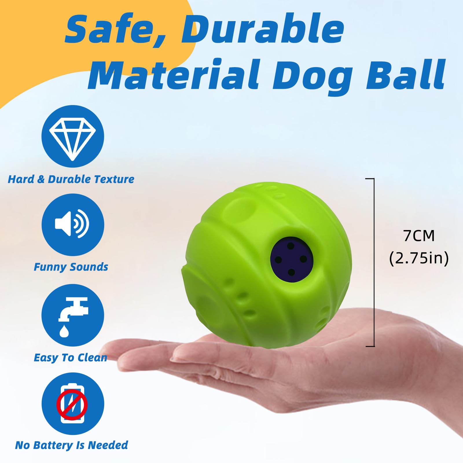 Shake And Laugh Dog Toys Ball, Interactive Dog Ball, No Paint, Gibbering Sound With Surface Concave Lines, Xs, 2.75 In (7 Cm)