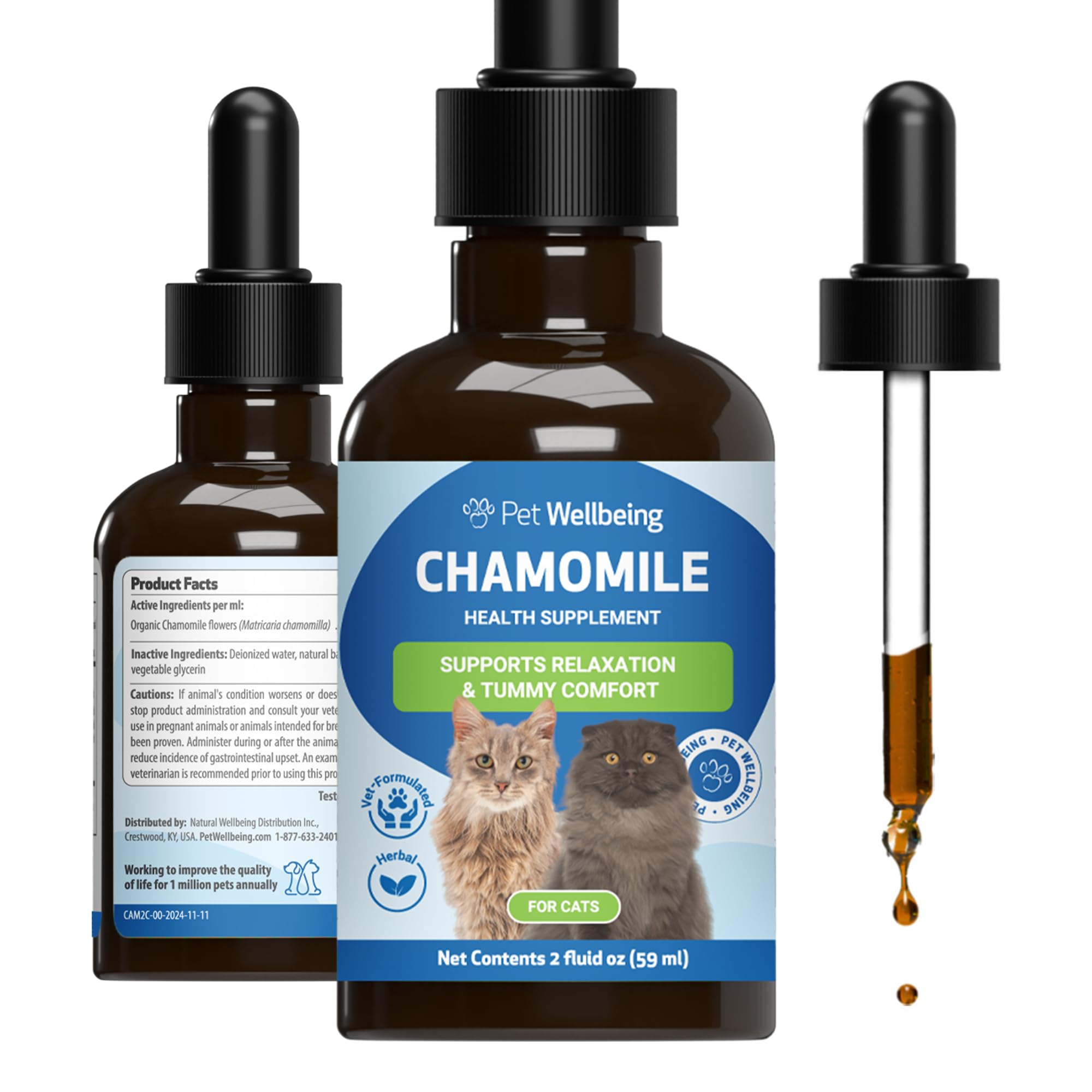 Pet Wellbeing Chamomile for Cats - Organic Herb, Supports Digestive Function, Tummy Comfort, Healthy Relaxation, Calm Dispositio