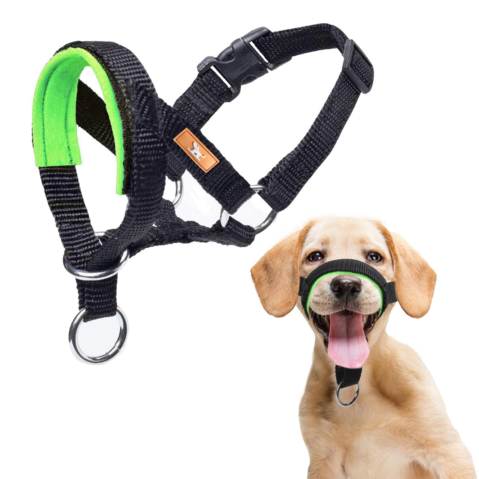 wintchuk Dog Head Collar with Soft Fabric, Head Harness Stops Dog Pulling, Head Leash for Small Medium Large Dogs Walking (L,App