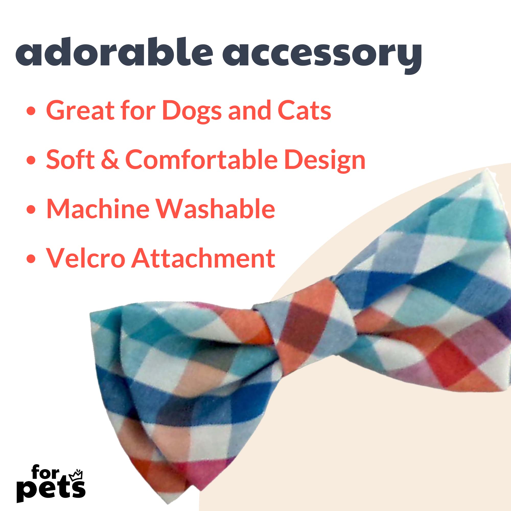 Huxley & Kent Bow Tie for Pets | Blue/Green Check (Small) | Easter Spring Bow Tie Collar Attachment | Fun Bow Ties for Dogs & Ca