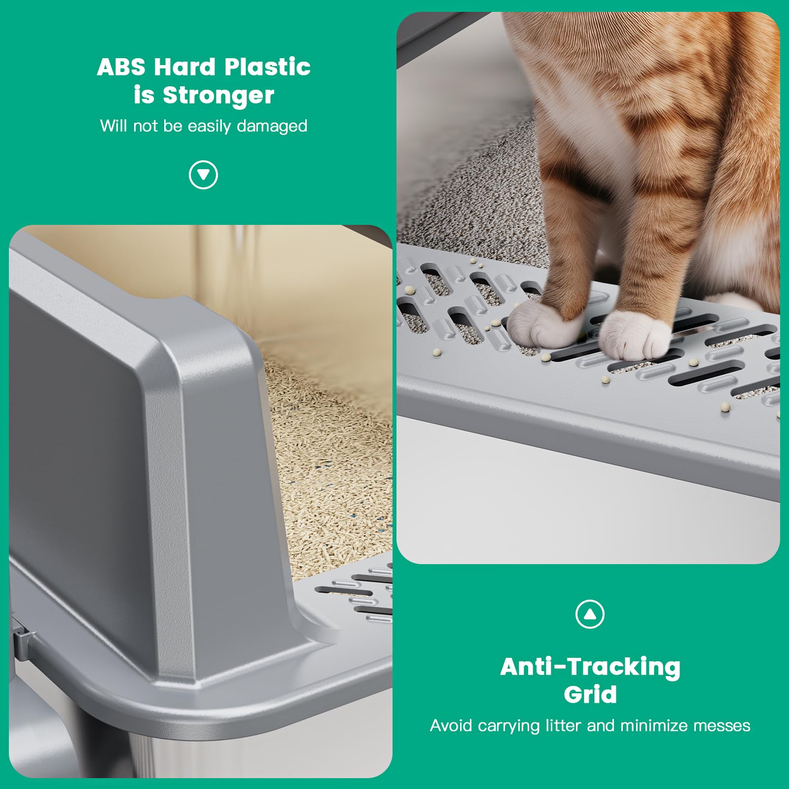 Suitfeel XXL Stainless Steel Cat Litter Box with Lid, Odorless XL Metal Box for Big Cats, Extra Large Kitty Litter Pan, Easy Cle