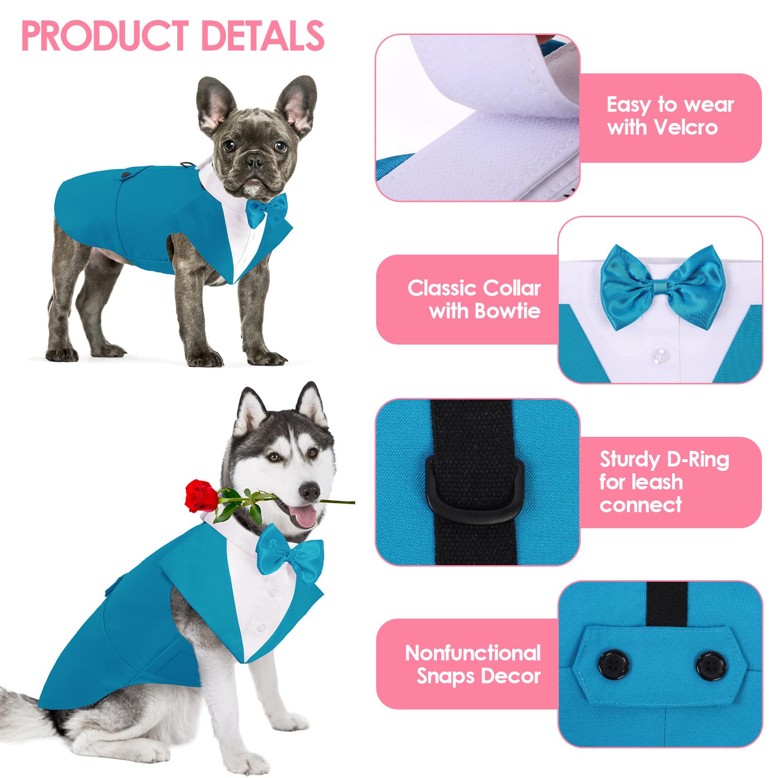 Aofitee Dog Tuxedo Formal Dog Suit And Bandana Set, Gentle Dogs Wedding Party Suit Bow Tie Shirt, Tuxedo For Medium Dogs Costume