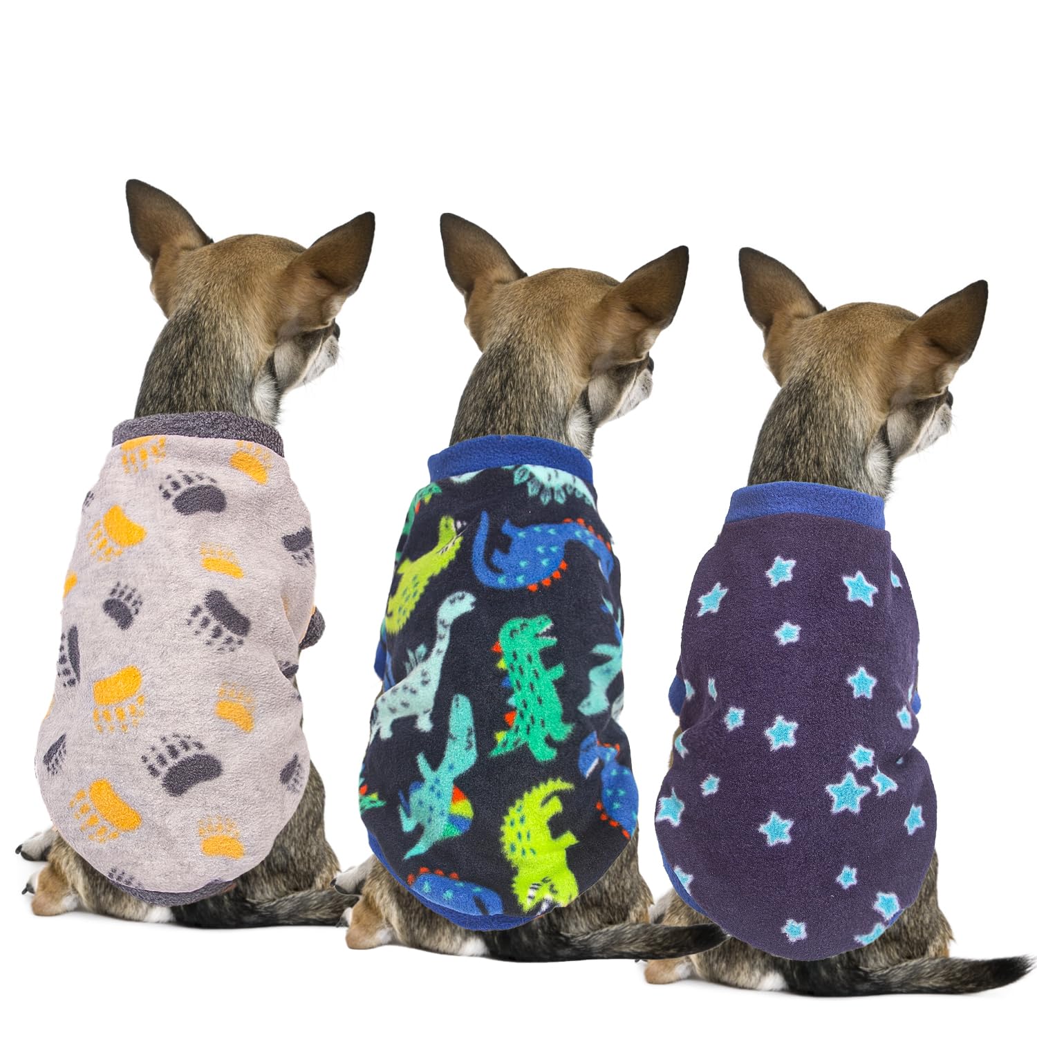 3 Pieces Dog Sweater Winter Dog Clothes Warm Pet Sweater Cute Dinosaur Patterns Thick Dog Clothes Coat Fleece Dog Sweaters for S