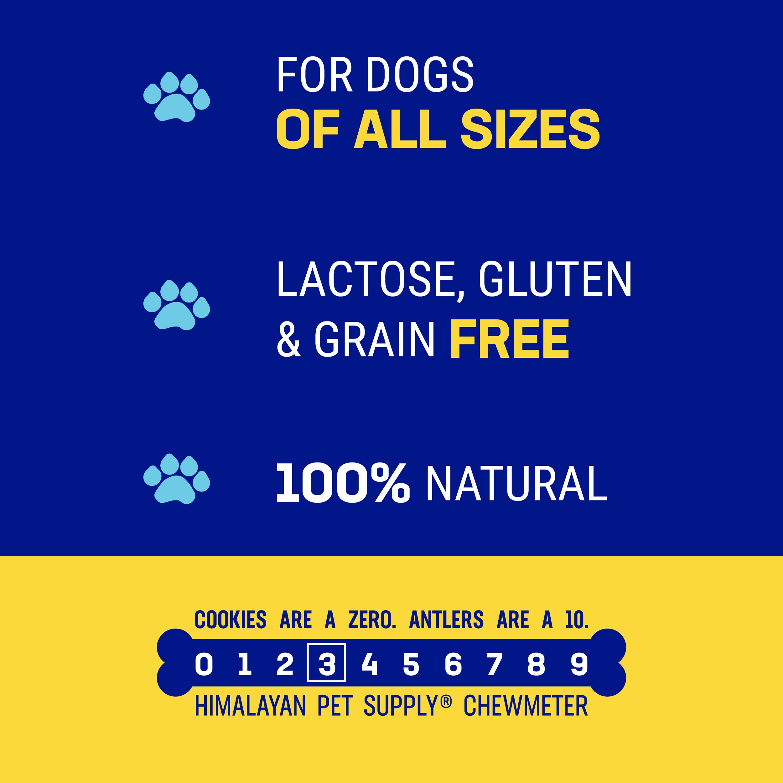 Himalayan Dog Chew Yak Cheese Dog Chews, Lactose Free & Grain Free, USA Made, for All Dog Breeds, Medium Density Cheese Chew, Re