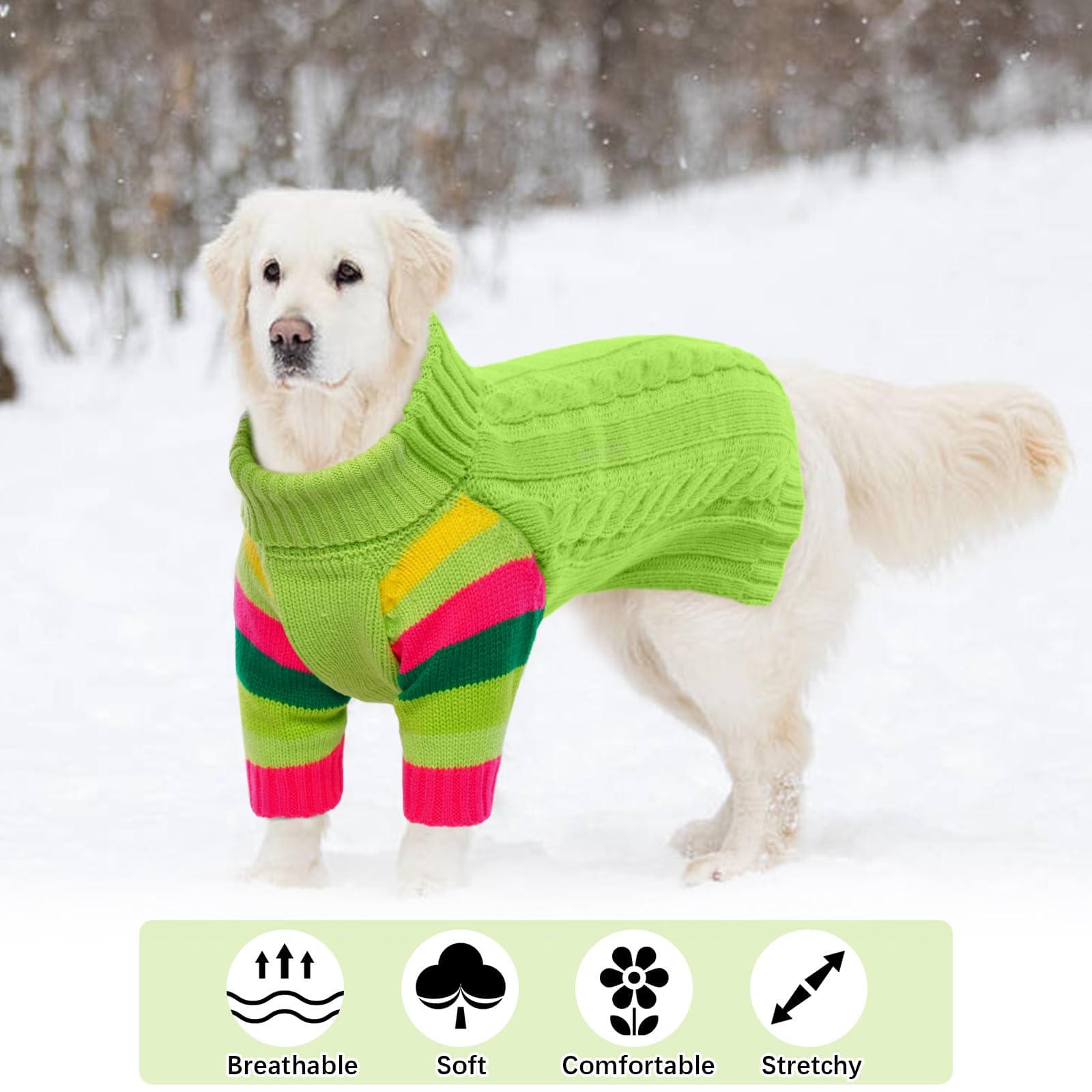 Ouobob Dog Sweaters Turtleneck, Large Dog Sweater Thick Warm, Stretchy Winter Sweaters For Large Size Dogs, Warm Thick Christmas