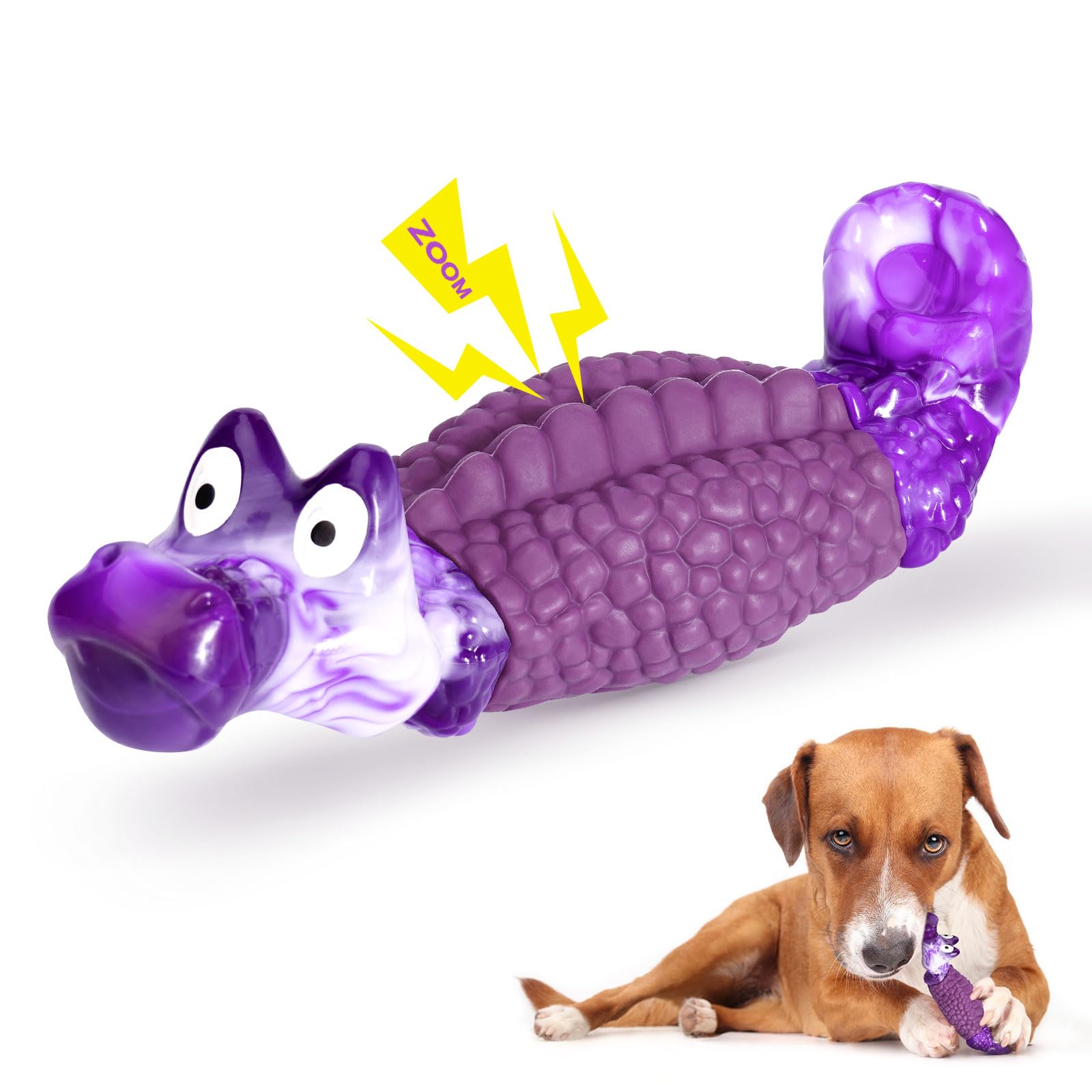 HGB Tough Dog Chew Toys for Aggressive Chewers, Squeaky Indestructible Dog Toy to Keep Them Busy & Reduce Boredom for Medium, La