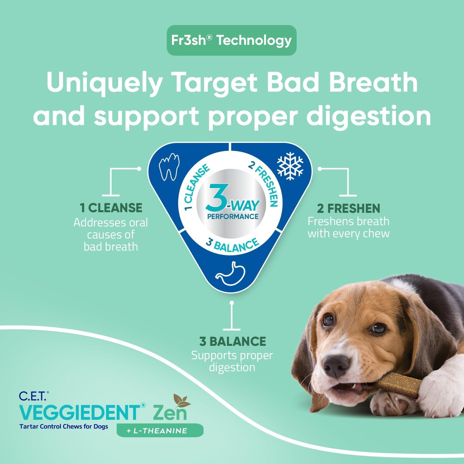 Virbac C.E.T. VEGGIEDENT Zen Tartar Control Chews for Dogs - Small