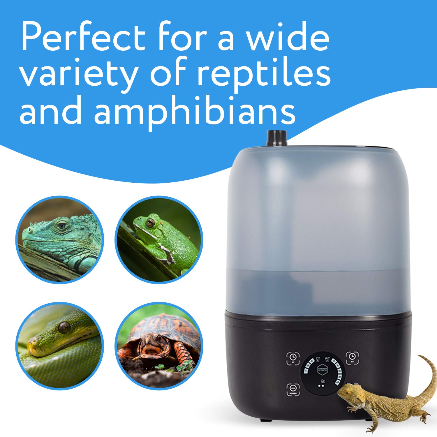 Evergreen Pet Supplies Reptile Humidifier/Fogger - 4L Tank with Digital Timer - Ideal for All Terrariums and Enclosures