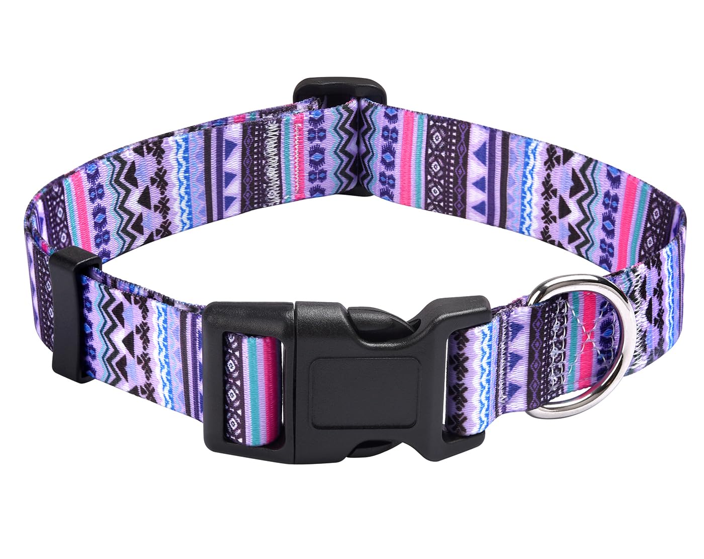 Mihqy Dog Collar With Bohemia Floral Tribal Geometric Patterns - Soft Ethnic Style Collar Adjustable For Small Medium Large Dogs(Purple Bohemia,L)