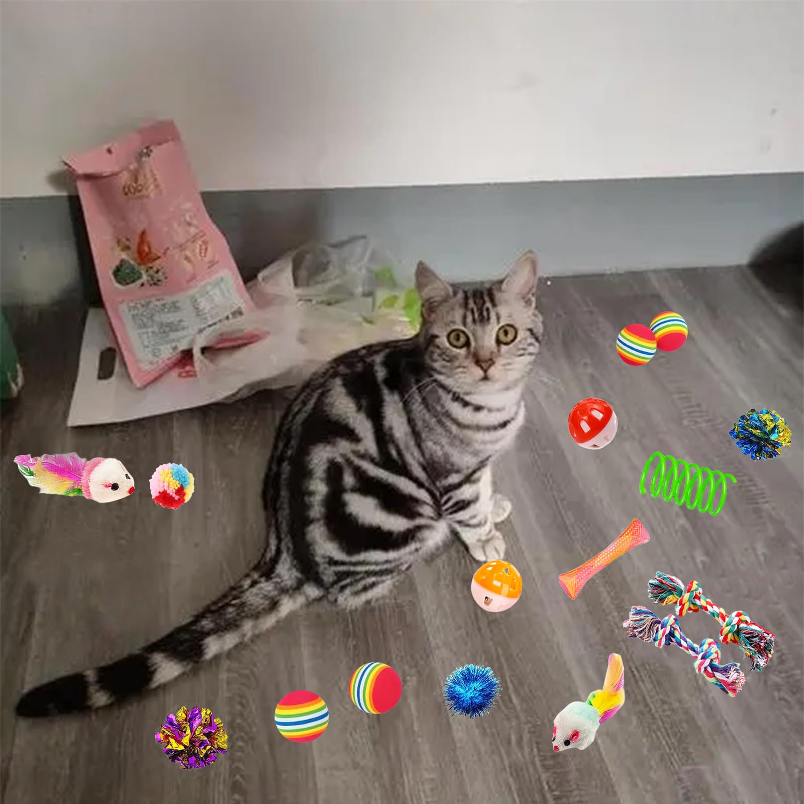 Kitchstar 46 Pcs Cat Toys For Indoor Cats, Kitten Toys With Cat Spring Toy, Mint Catnip With Crinkle Mouse Ball For Indoor Cats