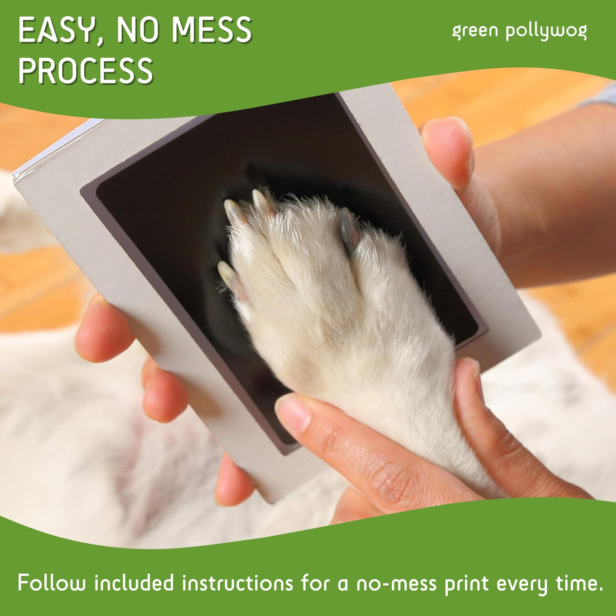 Green Pollywog - Extra-Large Clean Touch Inkless Ink Pad For Pets  Pawprints For Dogs & Cats Non-Toxic  Paw Print Stamp Kit  Dog
