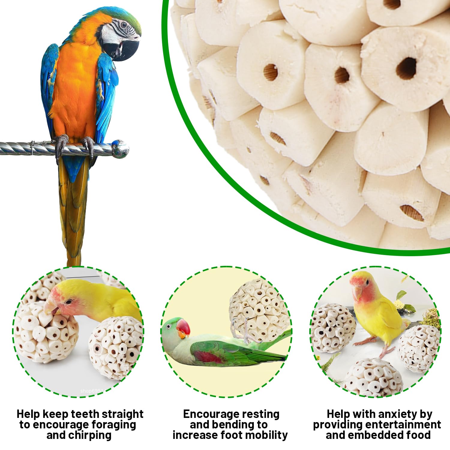 9 Pieces Bird Parrot Chew Toy Sola Balls, Natural Parrot Soft Chew Shredding & Foraging Toy, Bird Foot Balls For Cockatiel Conur