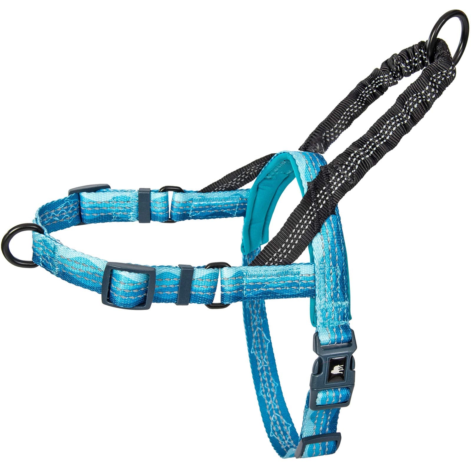 Leashboss No Pull Dog Harness, Easy Walk For Small, Medium, And Large Pets, Reflective With Rear And Front Clip Attachment (Wave Pattern, Large)