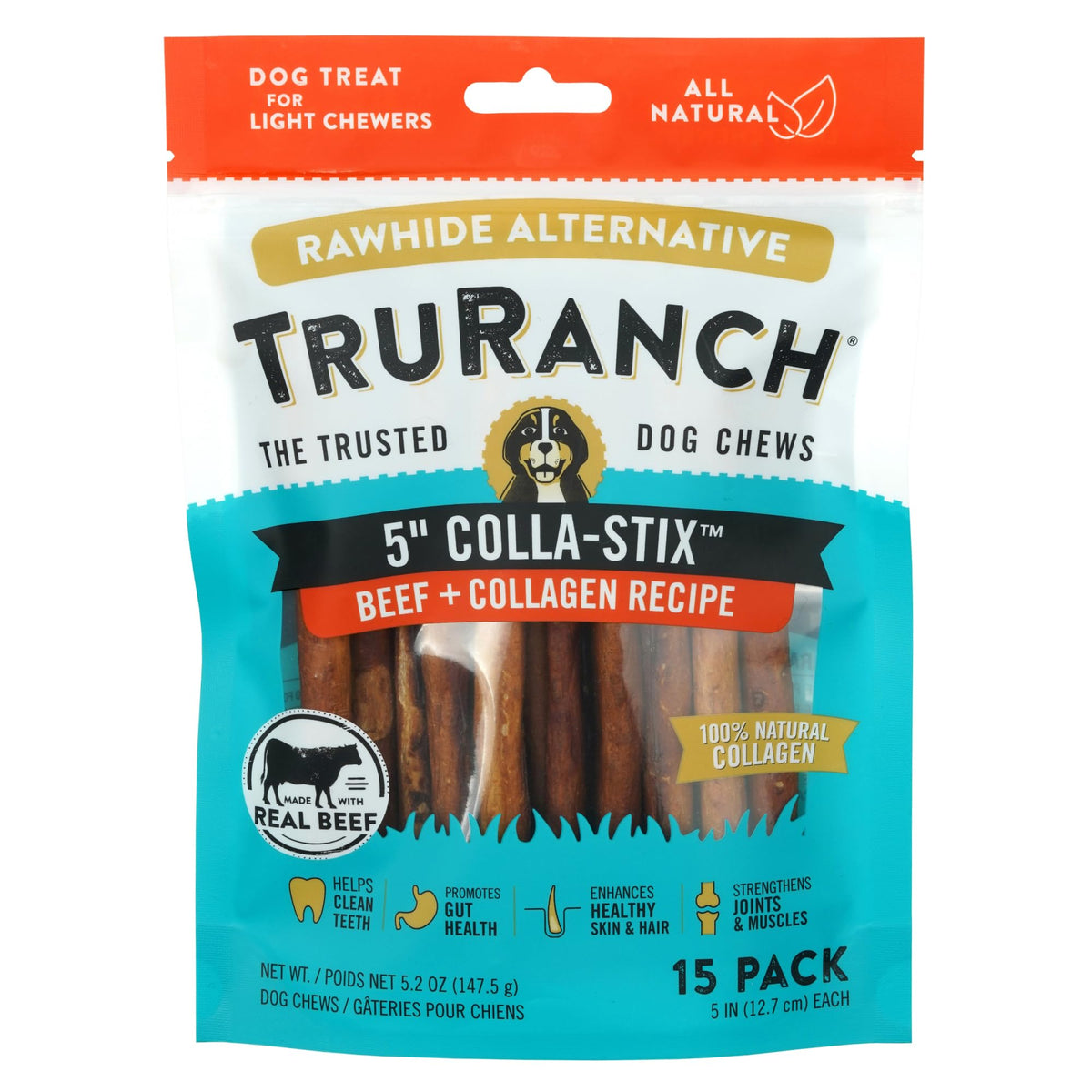 Truranch Chicken 5' Stick Dog Chews - 5 Pack | 100% All Natural, Long Lasting & Rawhide Free Dog Chews – Premium Dog Treats For Large Dogs, Medium & Small Dogs