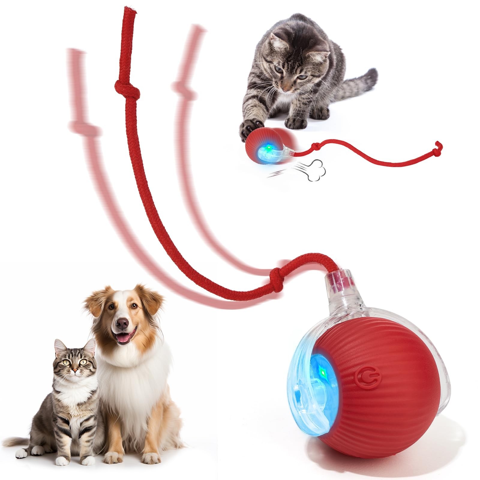 Utroni Interactive Dog & Cat Electric Active Toys, Smart Rolling Ball For Dogs & Cats, 360 Smart Automatic Rolling Pet Ball, Fas