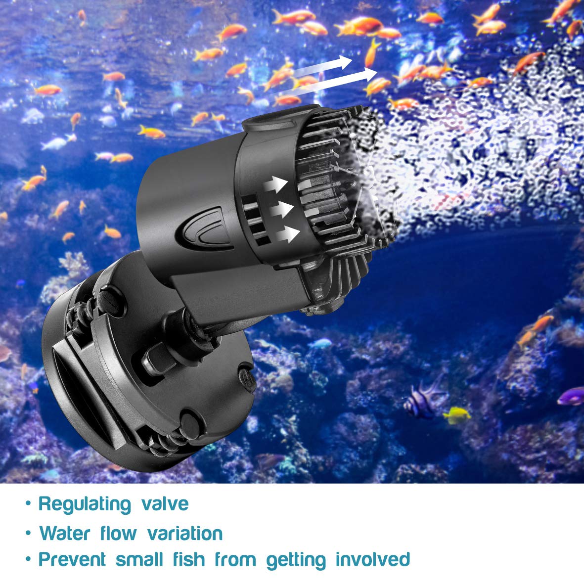 Aqqa Wave Maker Pump, 530Gph Aquarium Circulation Pump 360 Degree Rotatable Submersible Powerhead Pump With Magnet Suction Base For Marine And Freshwater Aquariums(3W)