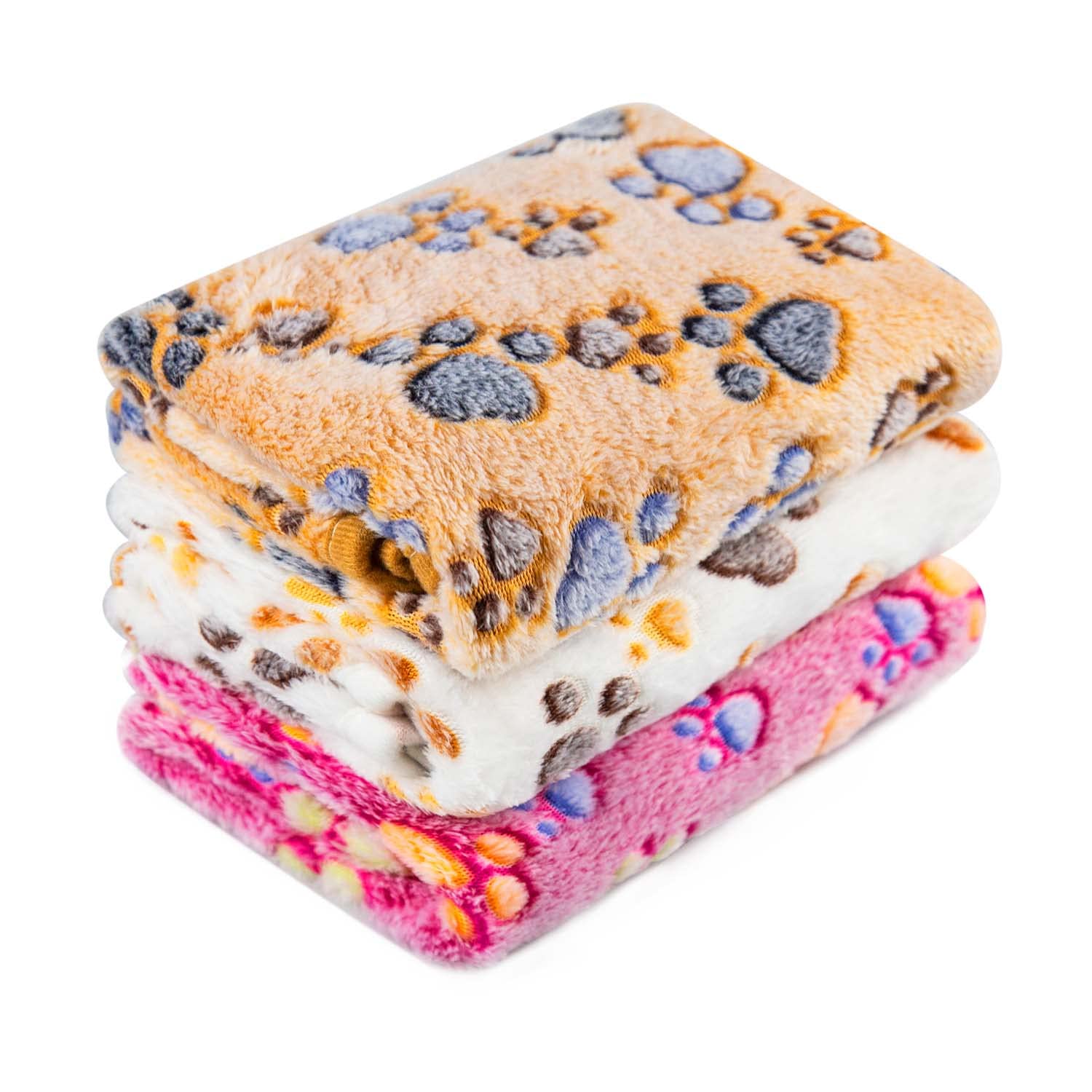 LeapSheep Pet Blankets for Dogs Cats - 3Pack Heart Pattern Super Soft Fluffy Dog Blankets for Small Medium Large Doggy Kitten (P