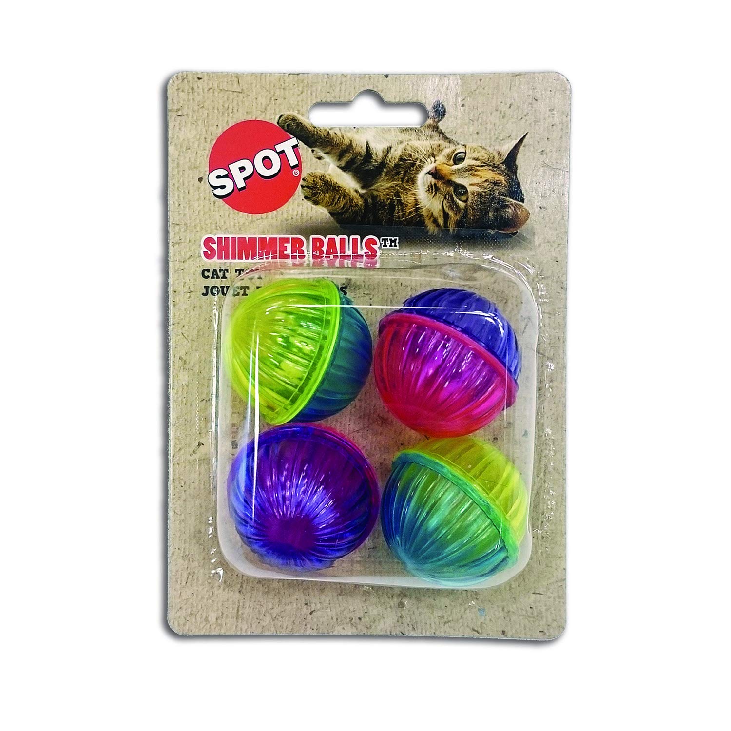 Spot Shimmer Balls Cat Toys - Fun Balls With Rattle Sound Are Perfect For Swatting And Batting, Colorful Toys To Entertain Cats And Kittens - Pack Of Four 1.5In Balls, Assorted Colors
