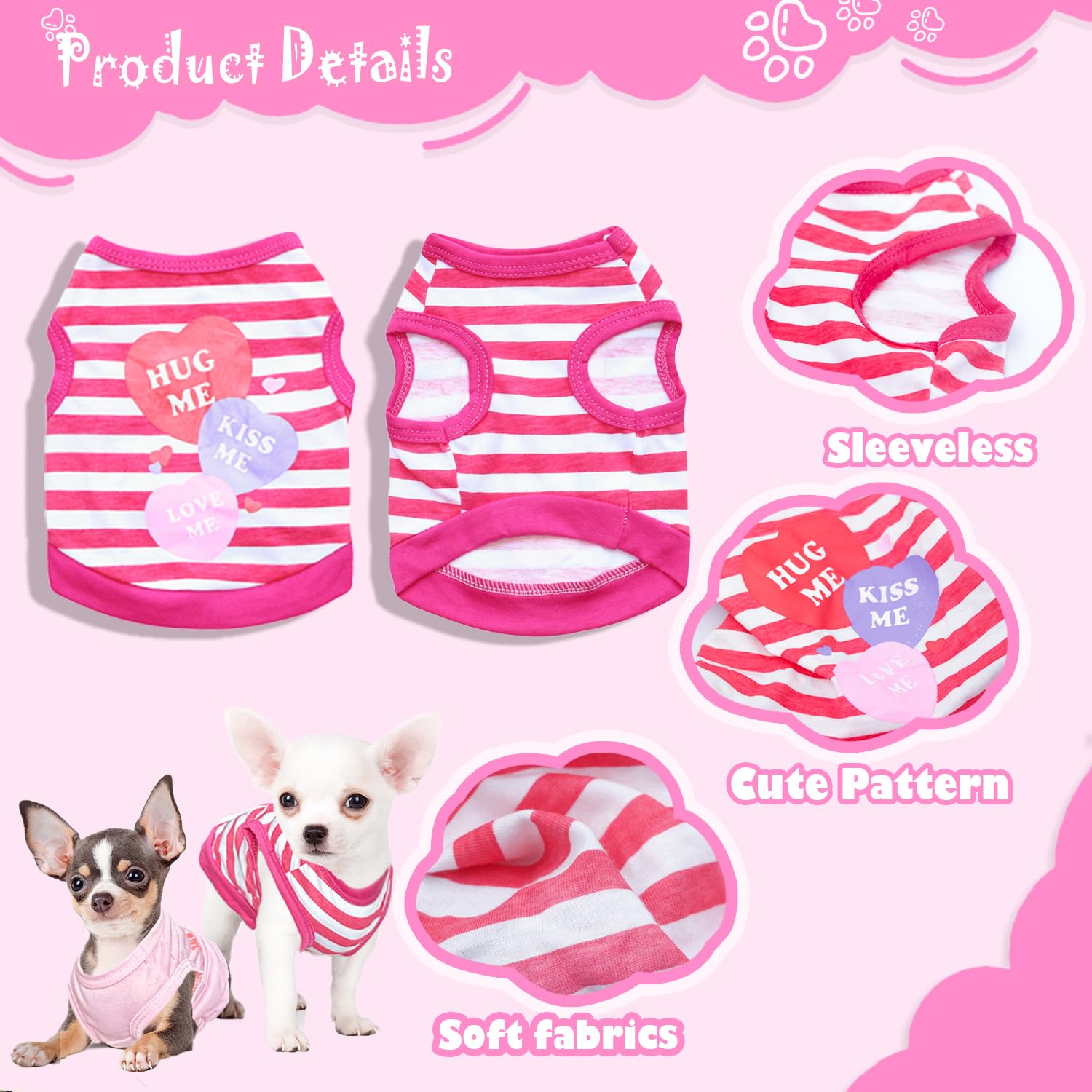 4 Pieces Dog Shirts Cute Princess Summer Outfit Pet Puppy Shirt Dog Clothes For Small Medium Dogs Cats Girl, Pink, Medium