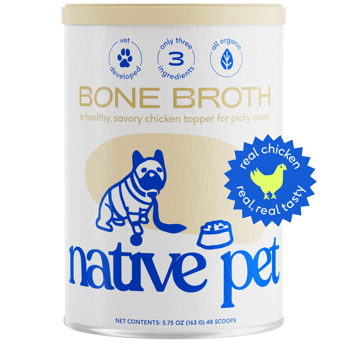 Native Pet Bone Broth For Dogs  Dog & Food Topper Picky Eaters Cat Toppers Gravy Dry Chicken Powder Cats