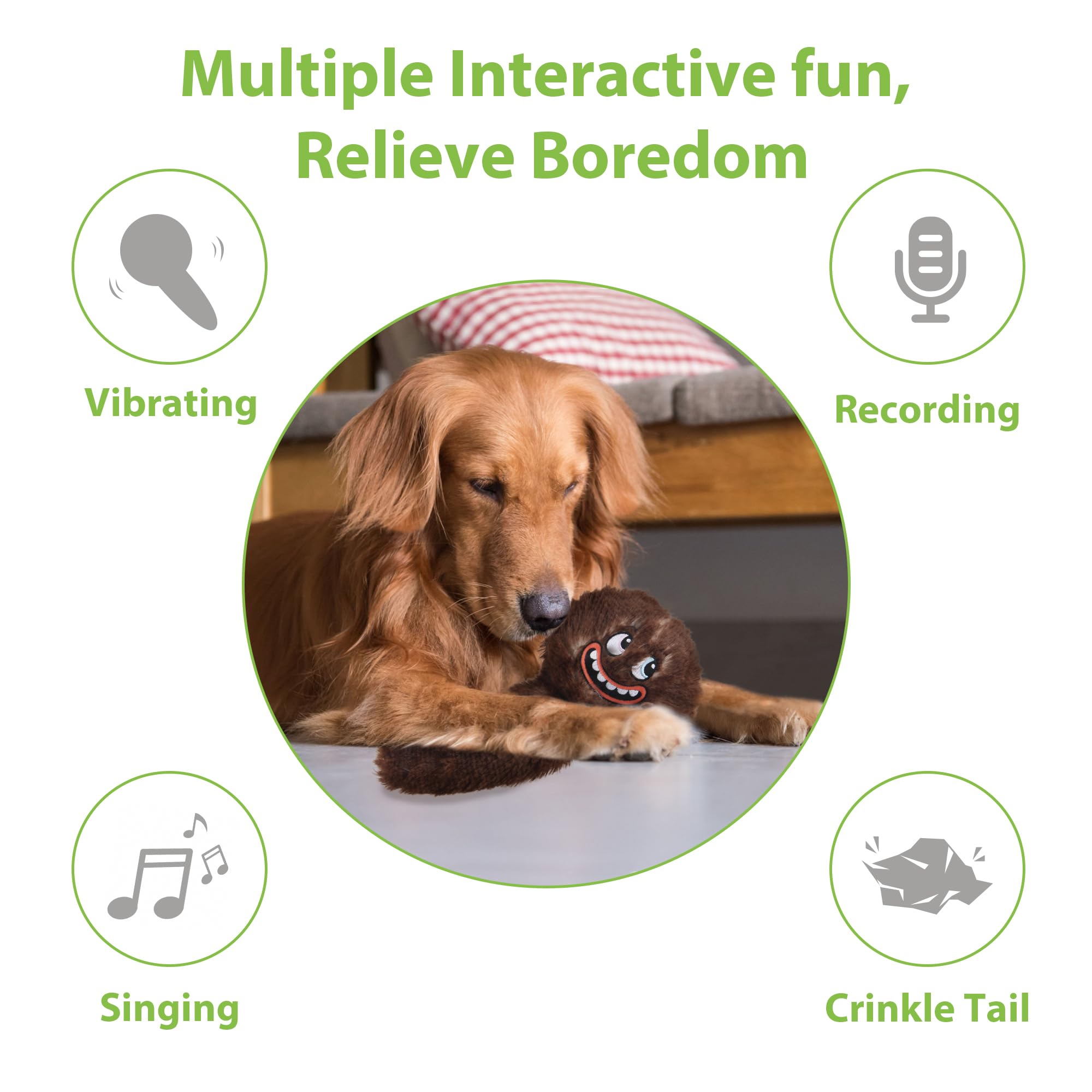 Petgeek Interactive Dog Ball, Squeaky Dog Toys With Music And Recording, Rechargeable Vibrating Dog Ball For Small/Medium/Large