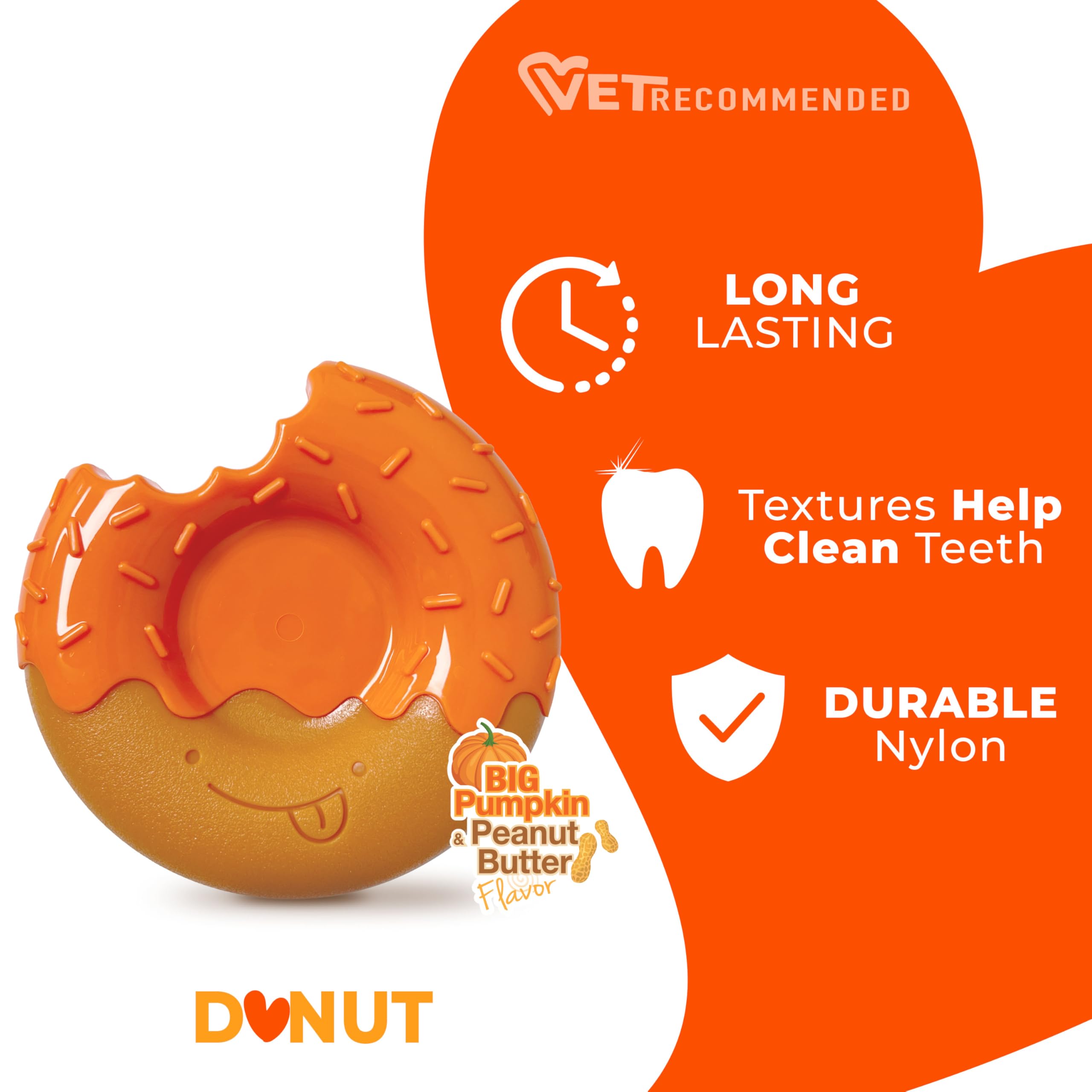 Nylabone Limited Edition 70th Birthday Donut Power Chew Toy for Dogs, Durable & Tough Dog Toys for Aggressive Chewers, Pumpkin &