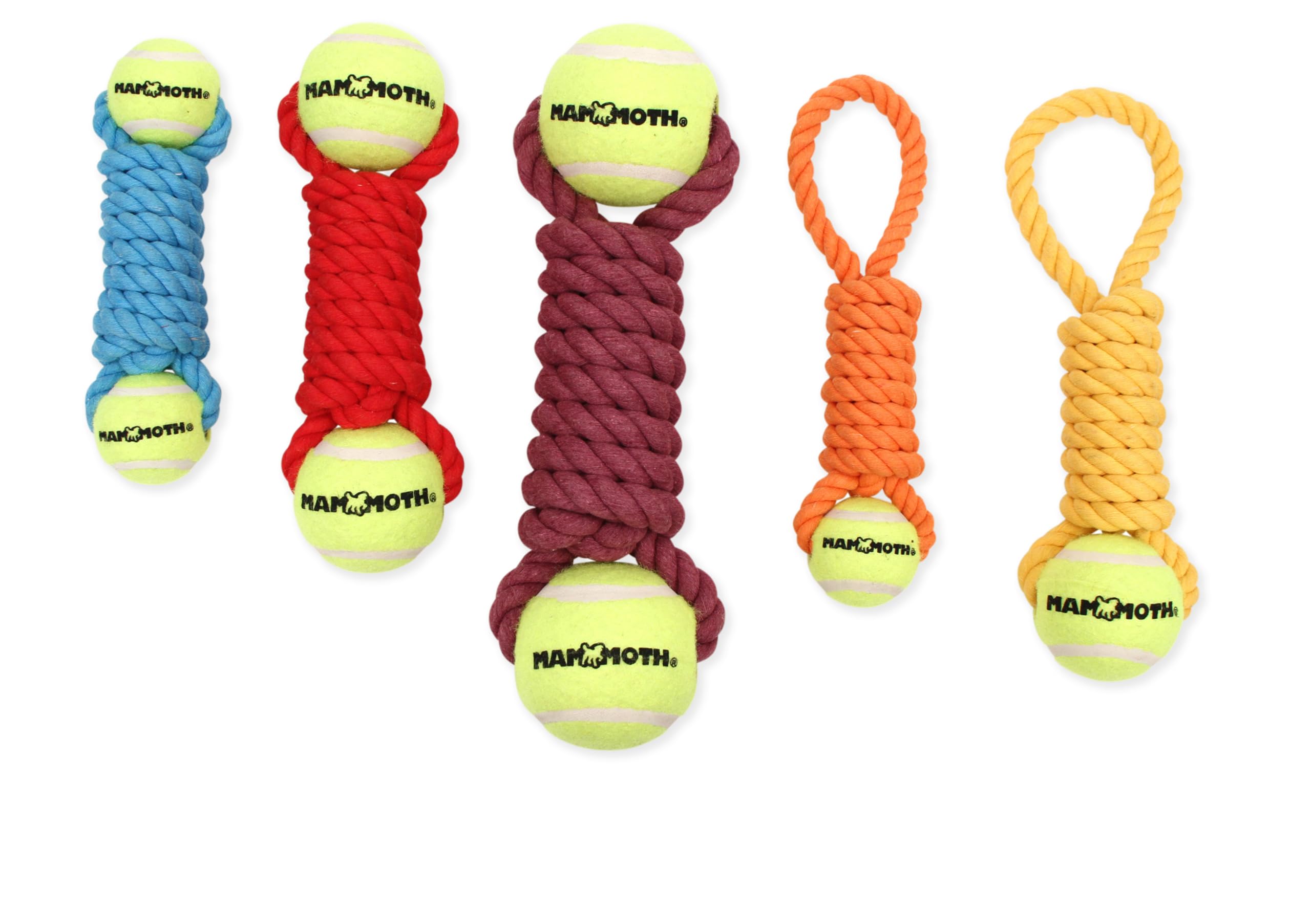 Mammoth Pet Products Flossy Chews Twister Toy With Tennis Ball, Medium 15''